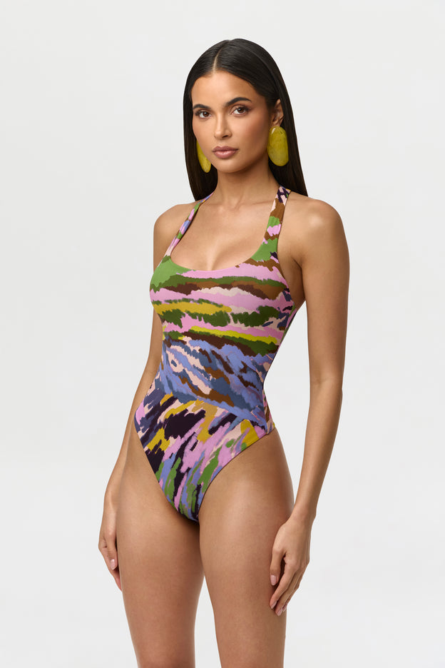Naked Print Racerback Scoop Tank Bodysuit