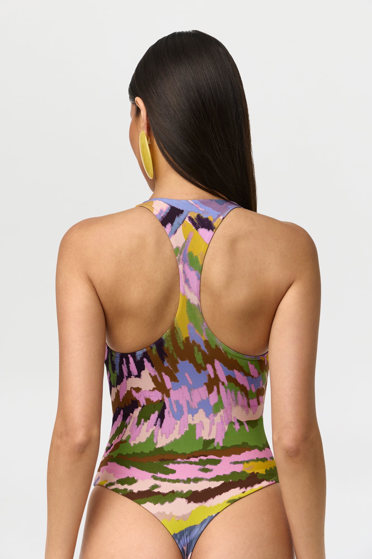 Naked Print Racerback Scoop Tank Bodysuit