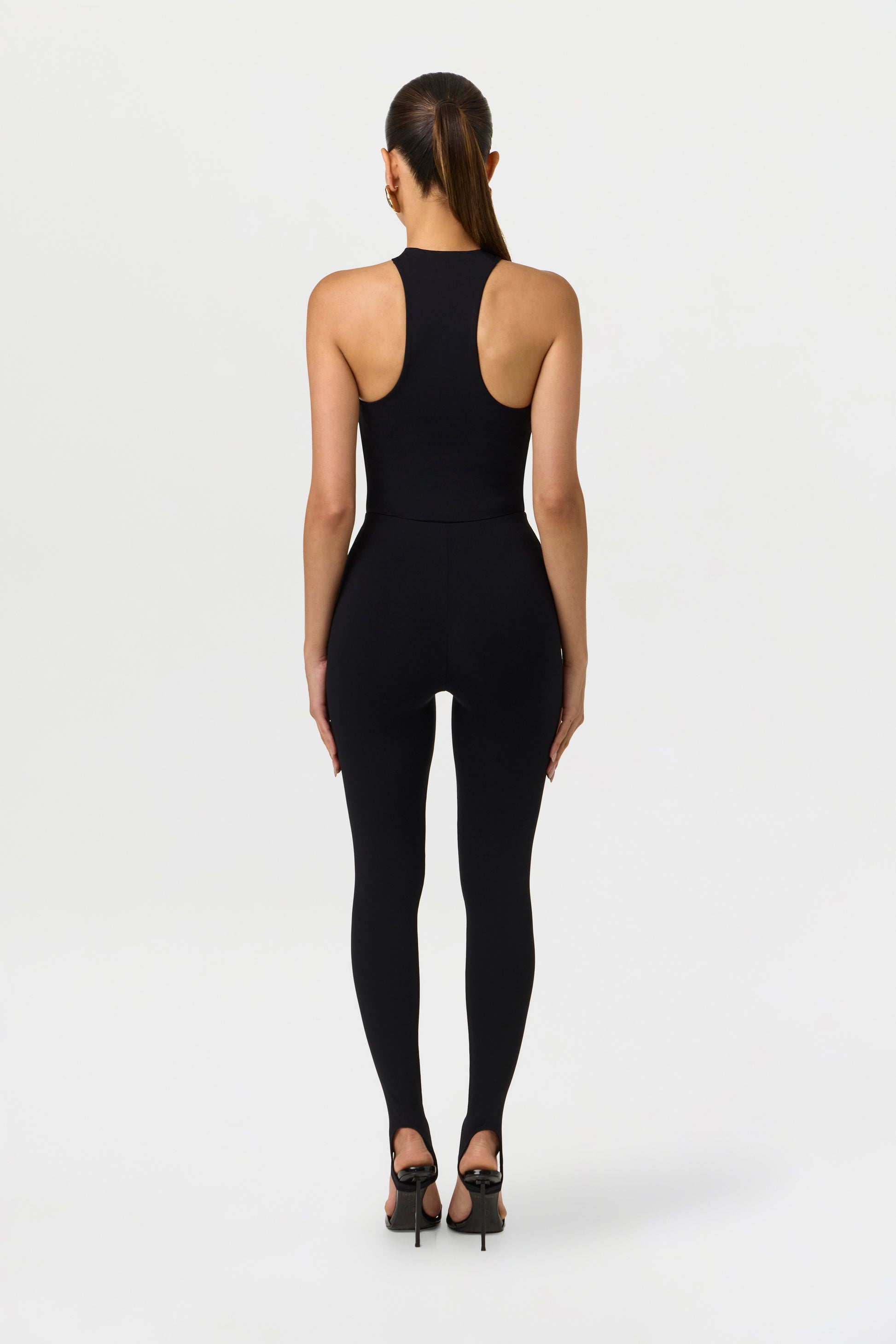 Black Naked Form Jewel Halter Bodysuit