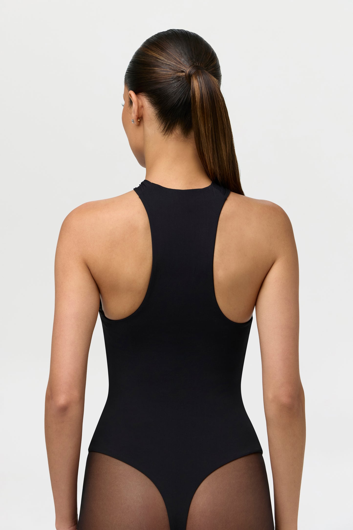 Black Naked Form Jewel Halter Bodysuit