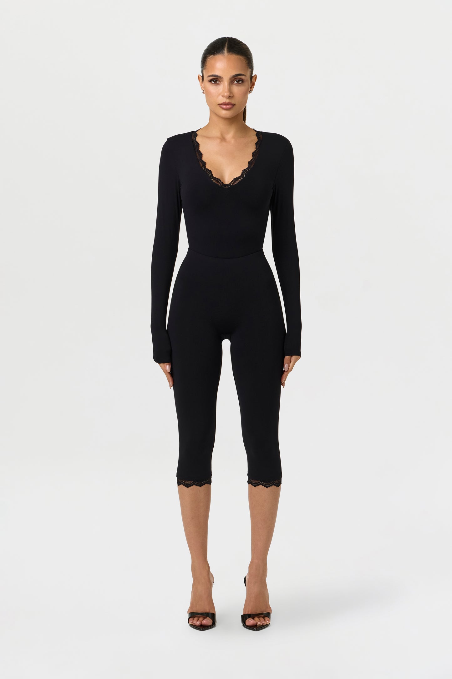 Black Naked Form V-Neck Bodysuit