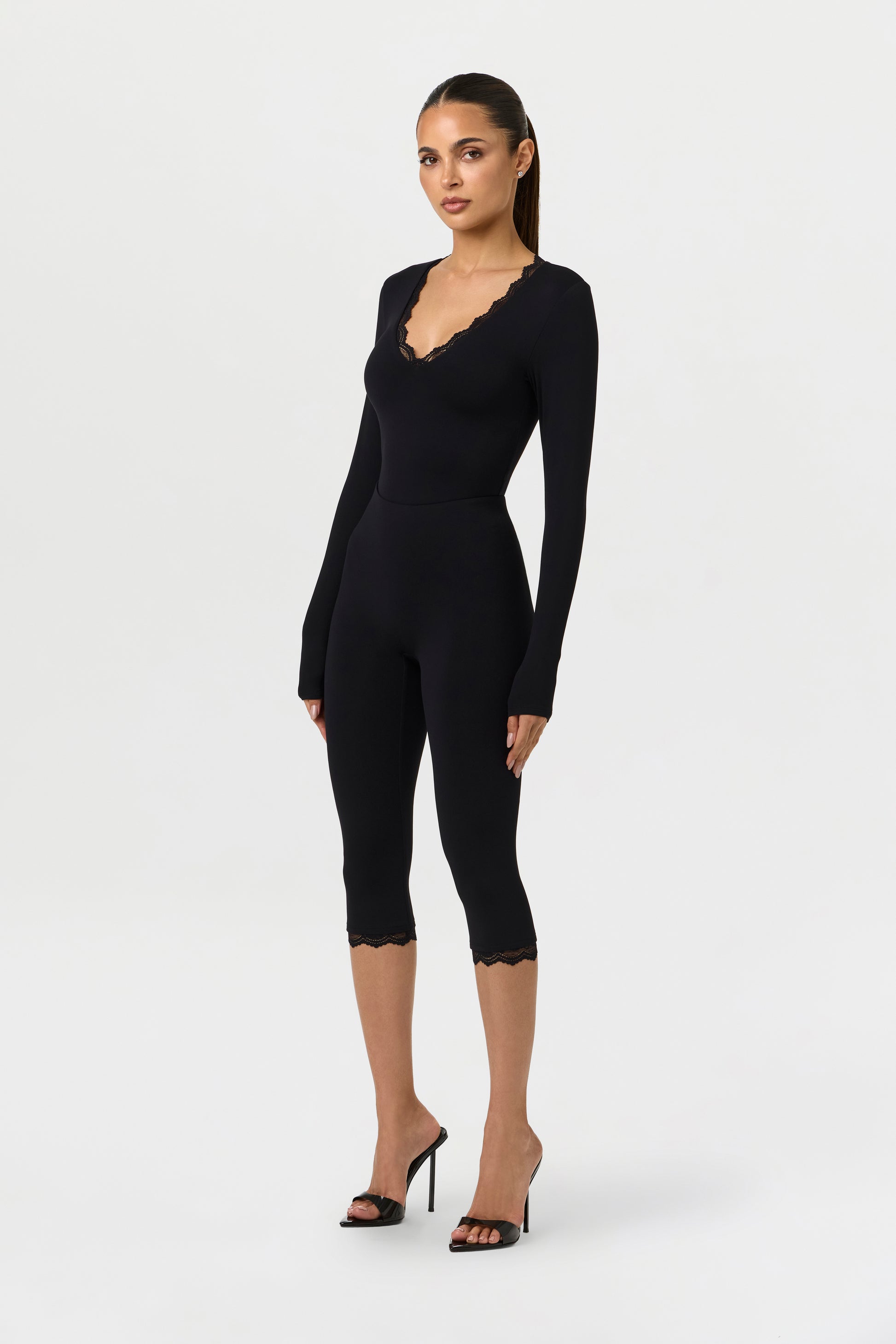 Black Naked Form V-Neck Bodysuit