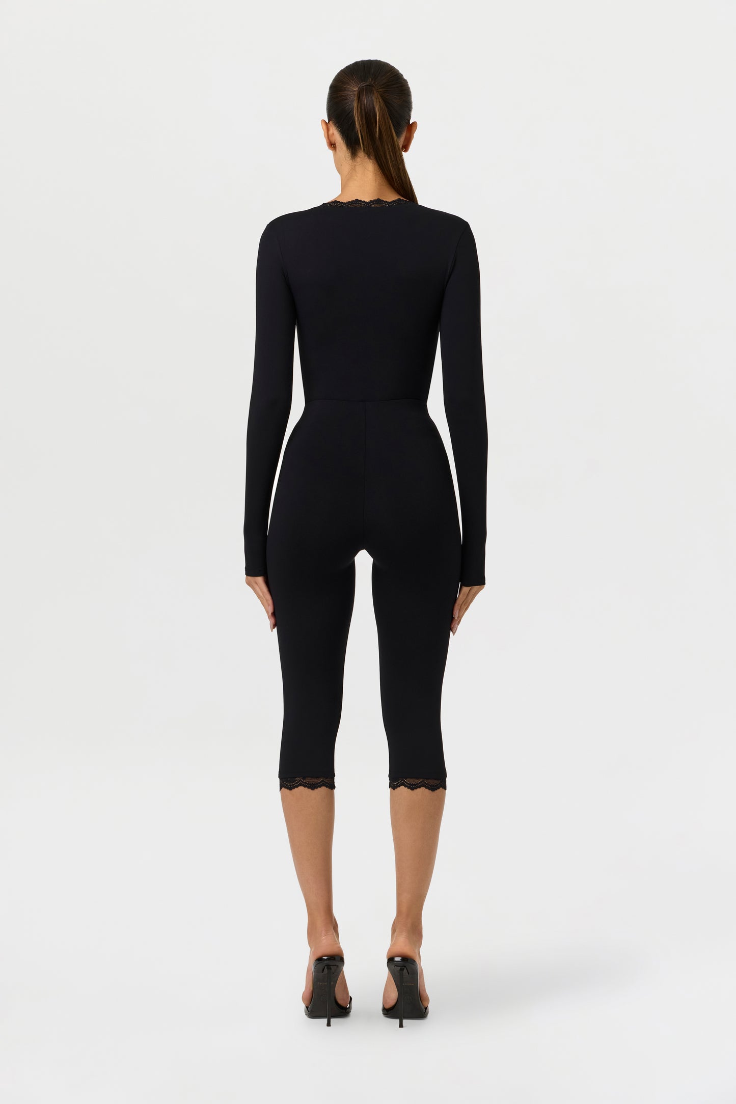Black Naked Form Lace Capri Leggings