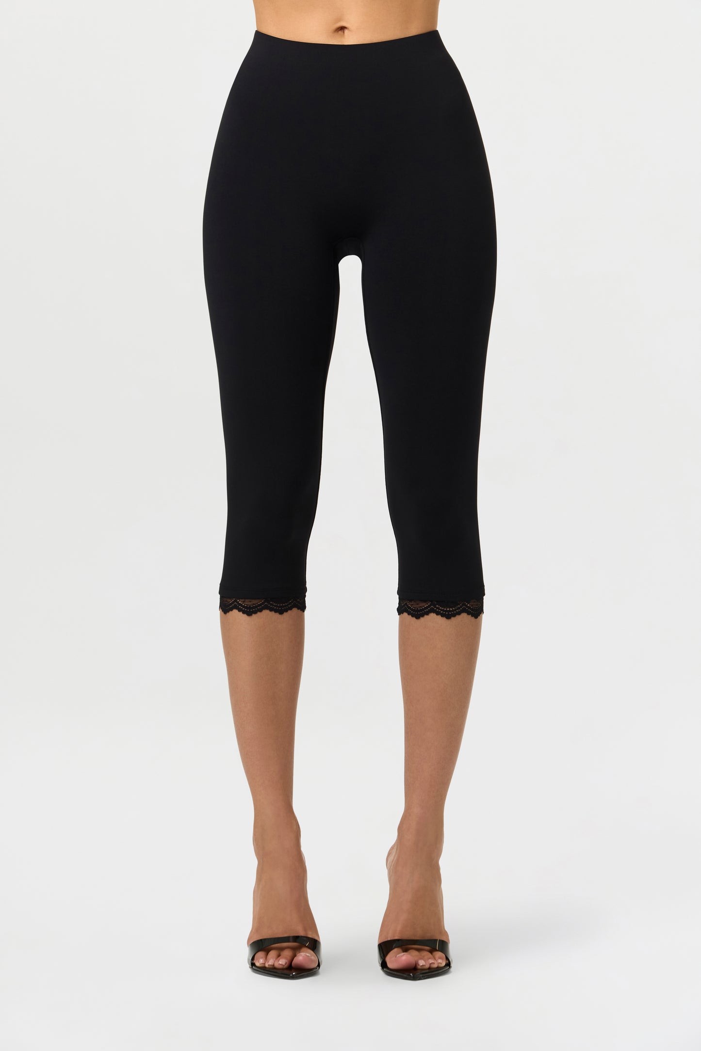 Black Naked Form Lace Capri Leggings