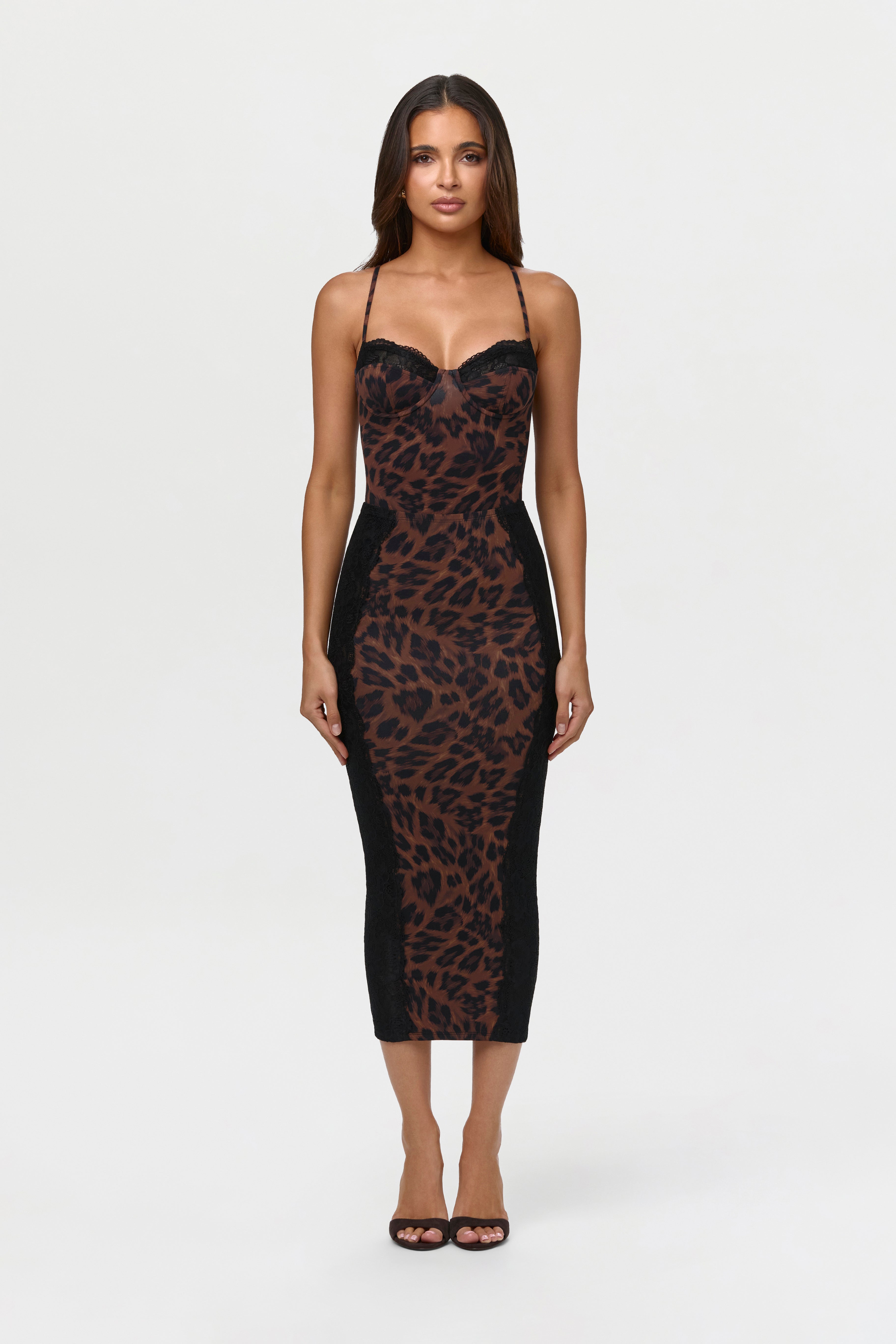 Naked Print Lace Midi Skirt