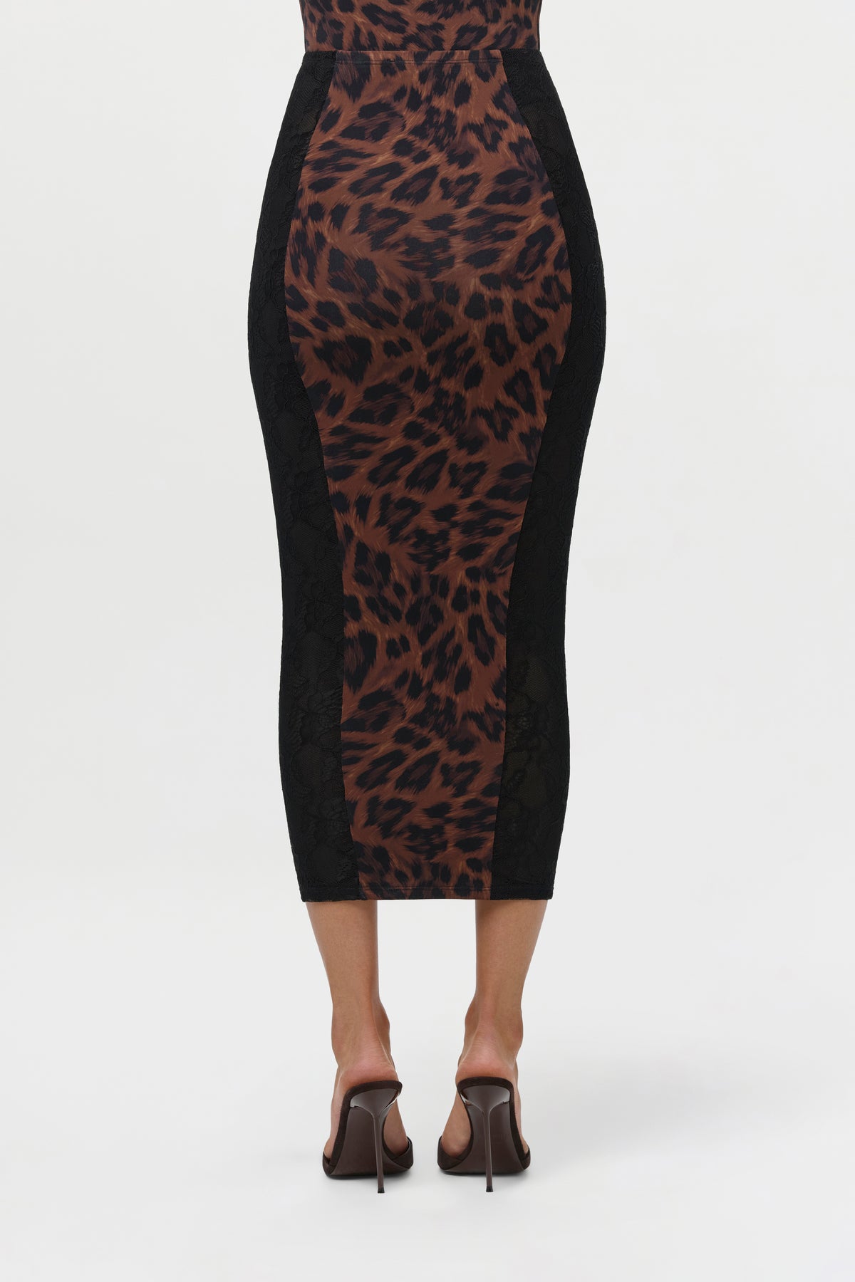Naked Print Lace Midi Skirt
