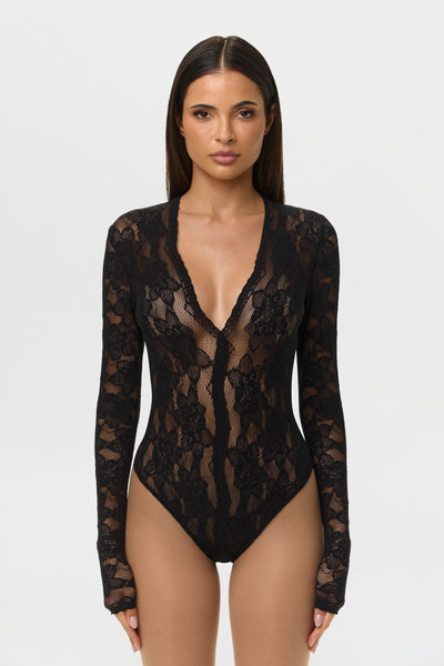 Stretch Lace V-Neck Bodysuit – Naked Wardrobe