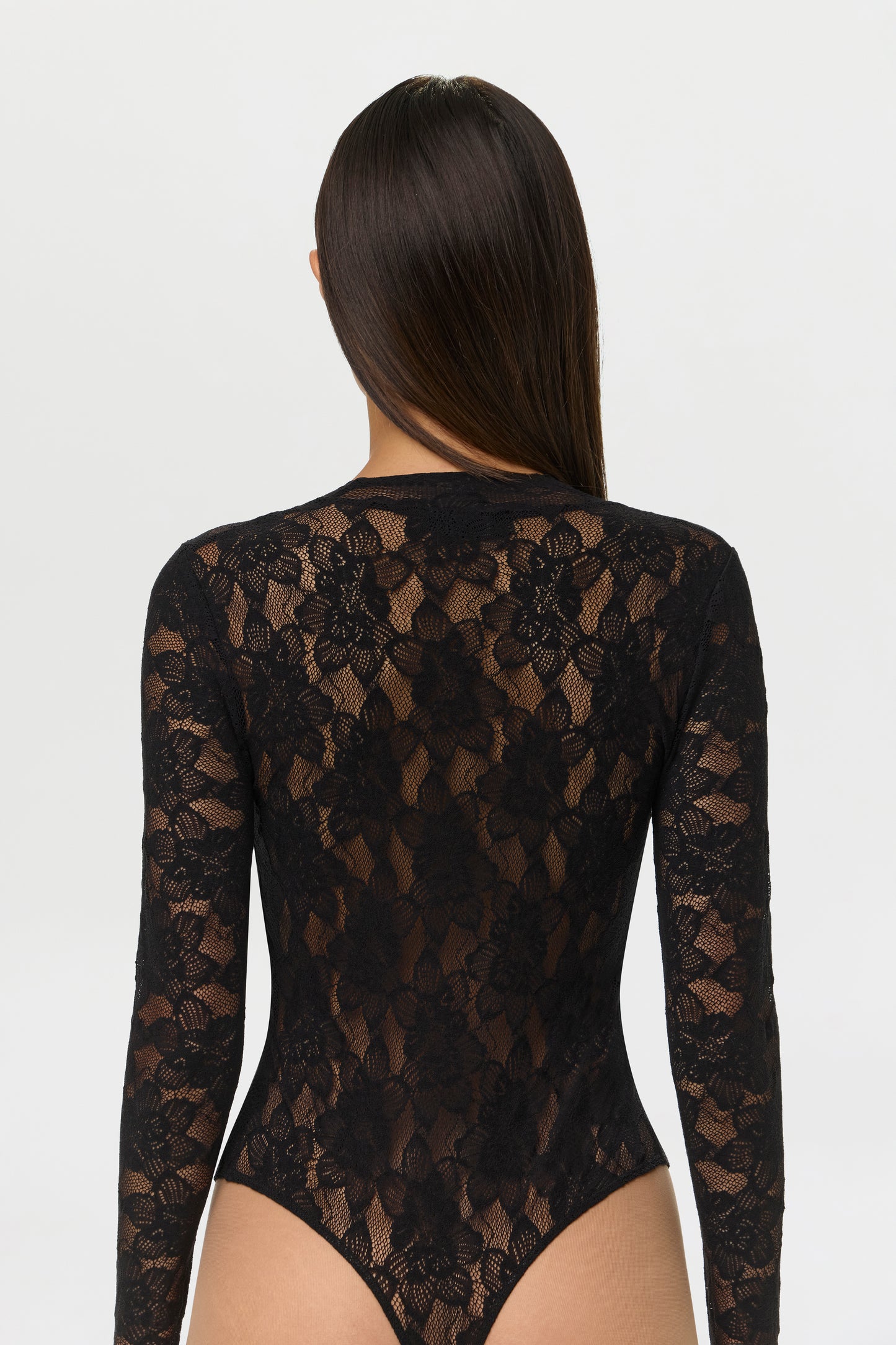 Black Stretch Lace V-Neck Bodysuit
