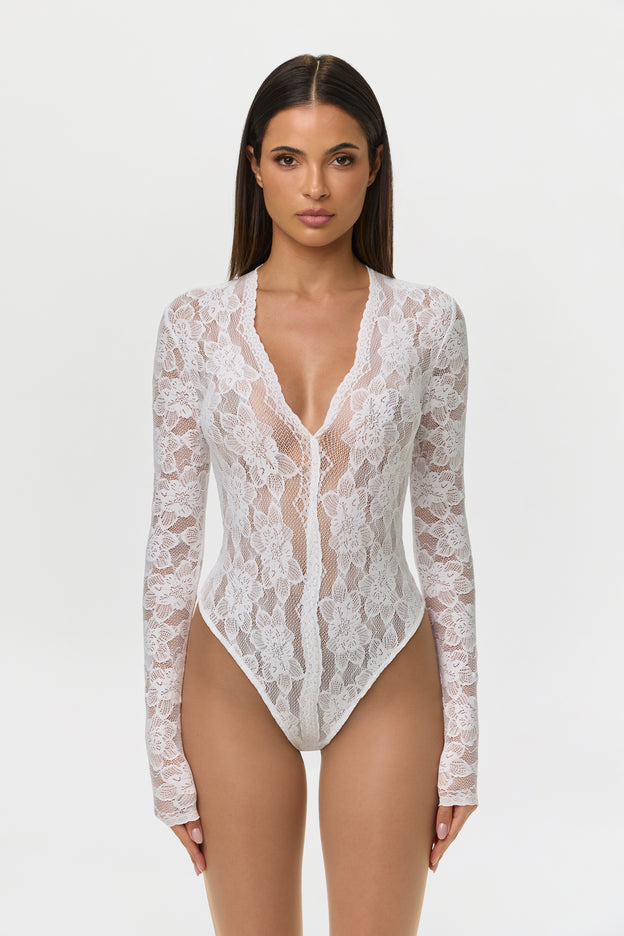 Stretch Lace V-Neck Bodysuit