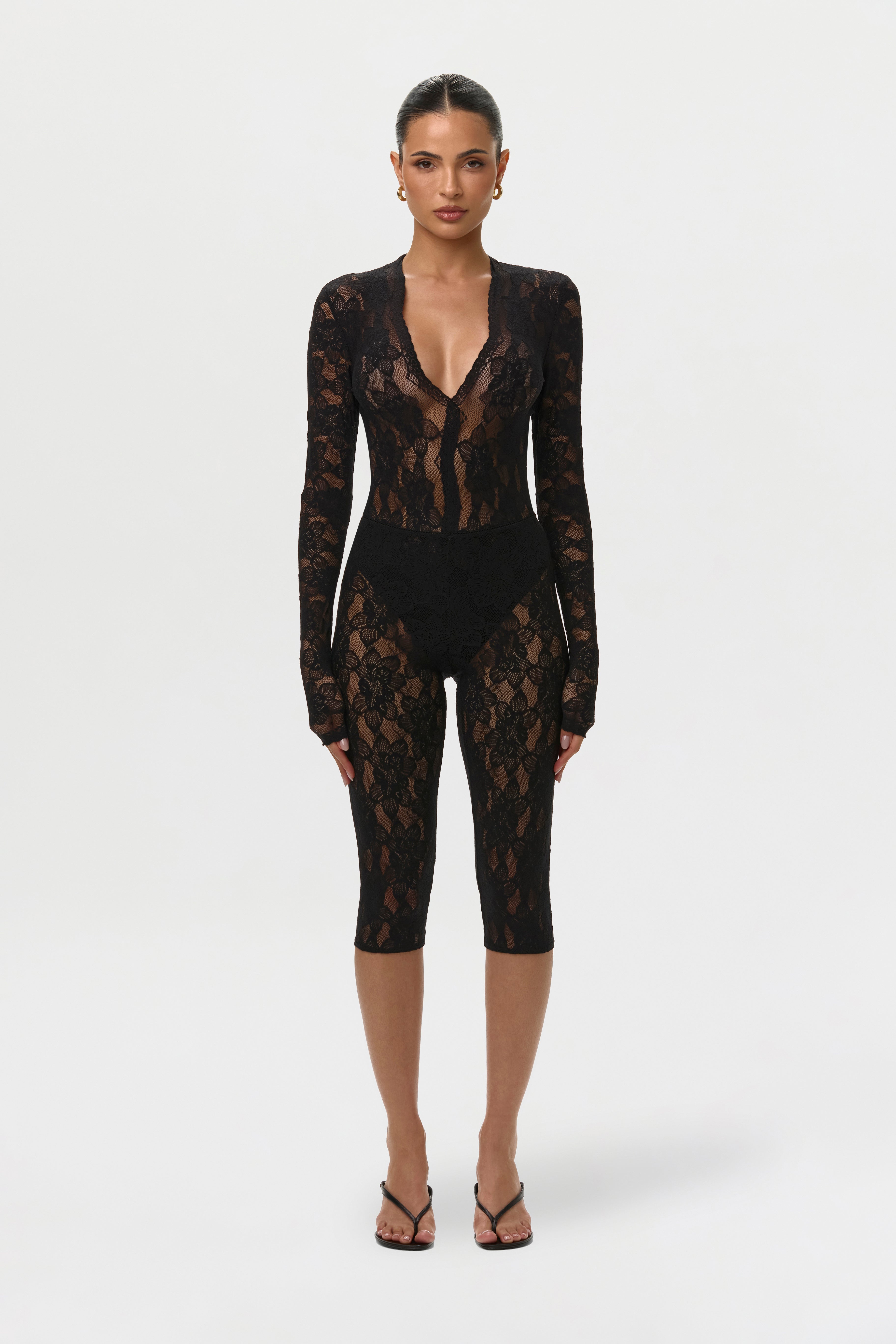 Stretch Lace V-Neck Bodysuit – Naked Wardrobe