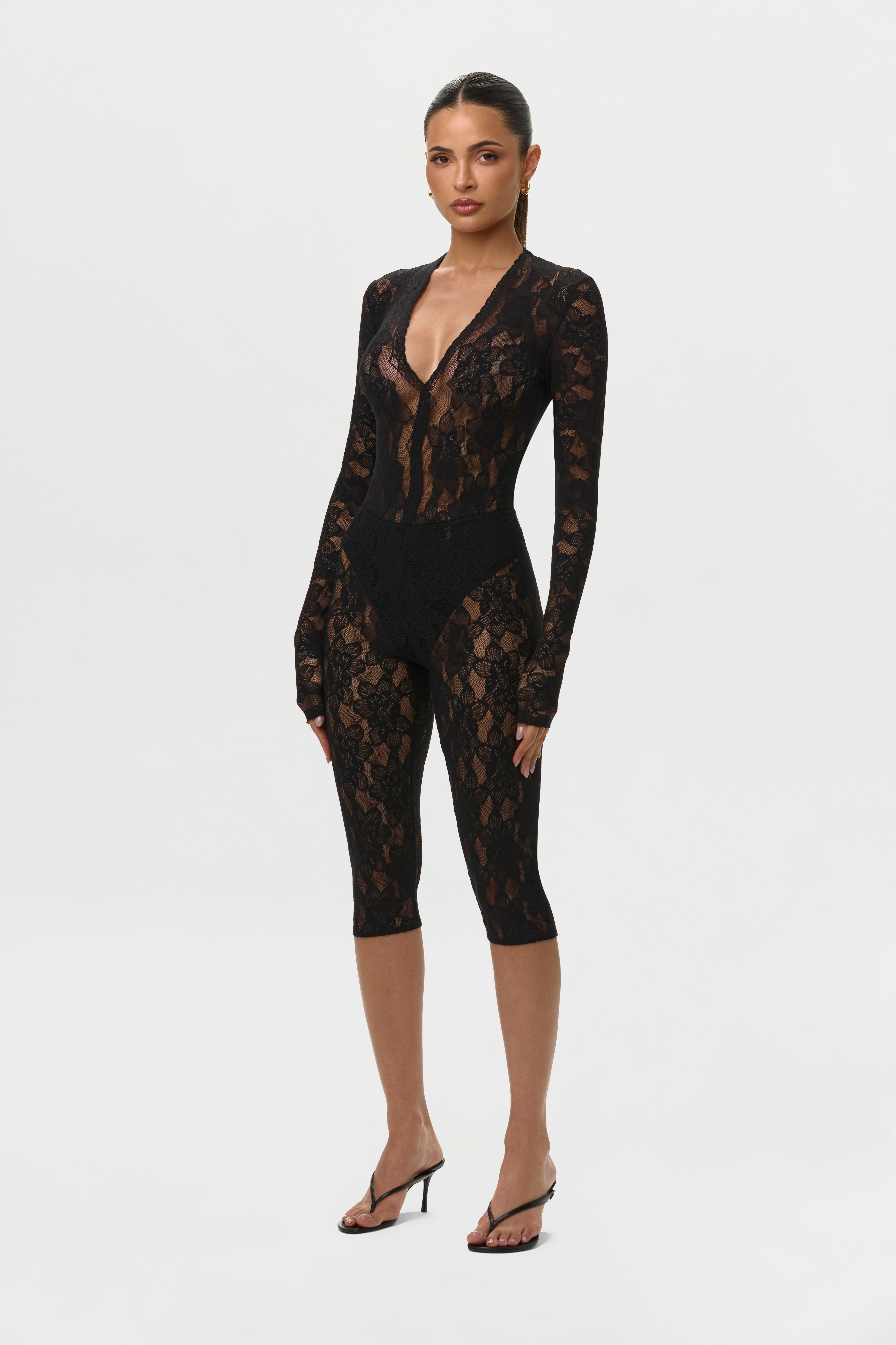 Stretch Lace V-Neck Bodysuit – Naked Wardrobe