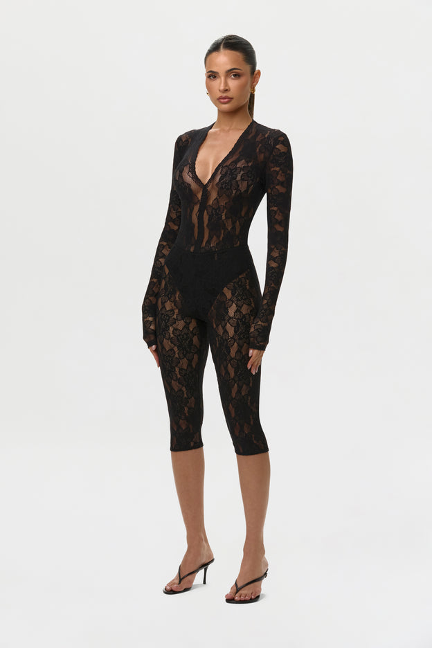 Stretch Lace V-Neck Bodysuit