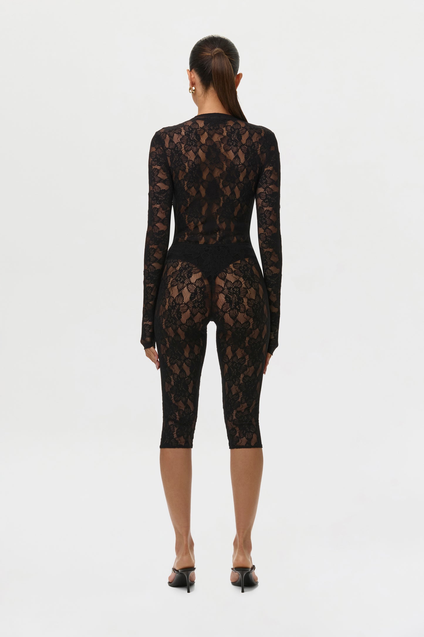 Black Stretch Lace V-Neck Bodysuit