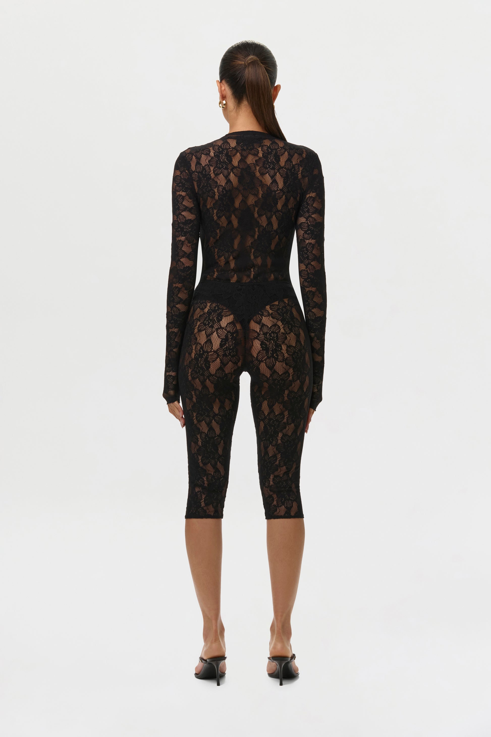Black Stretch Lace V-Neck Bodysuit