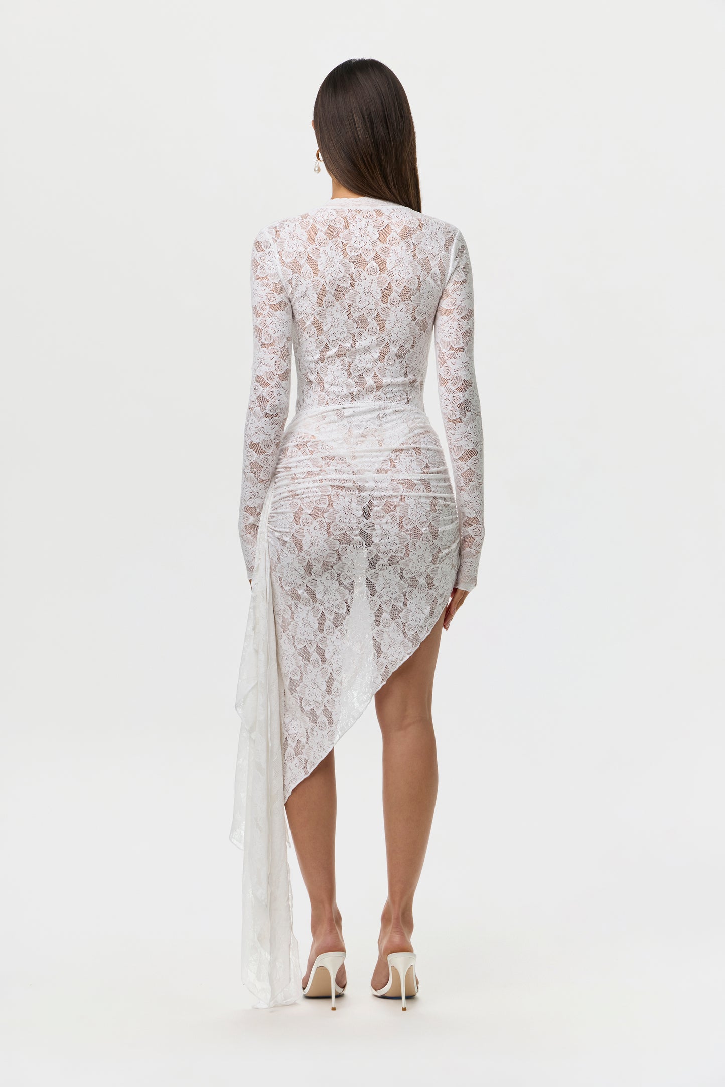 White Stretch Lace V-Neck Bodysuit