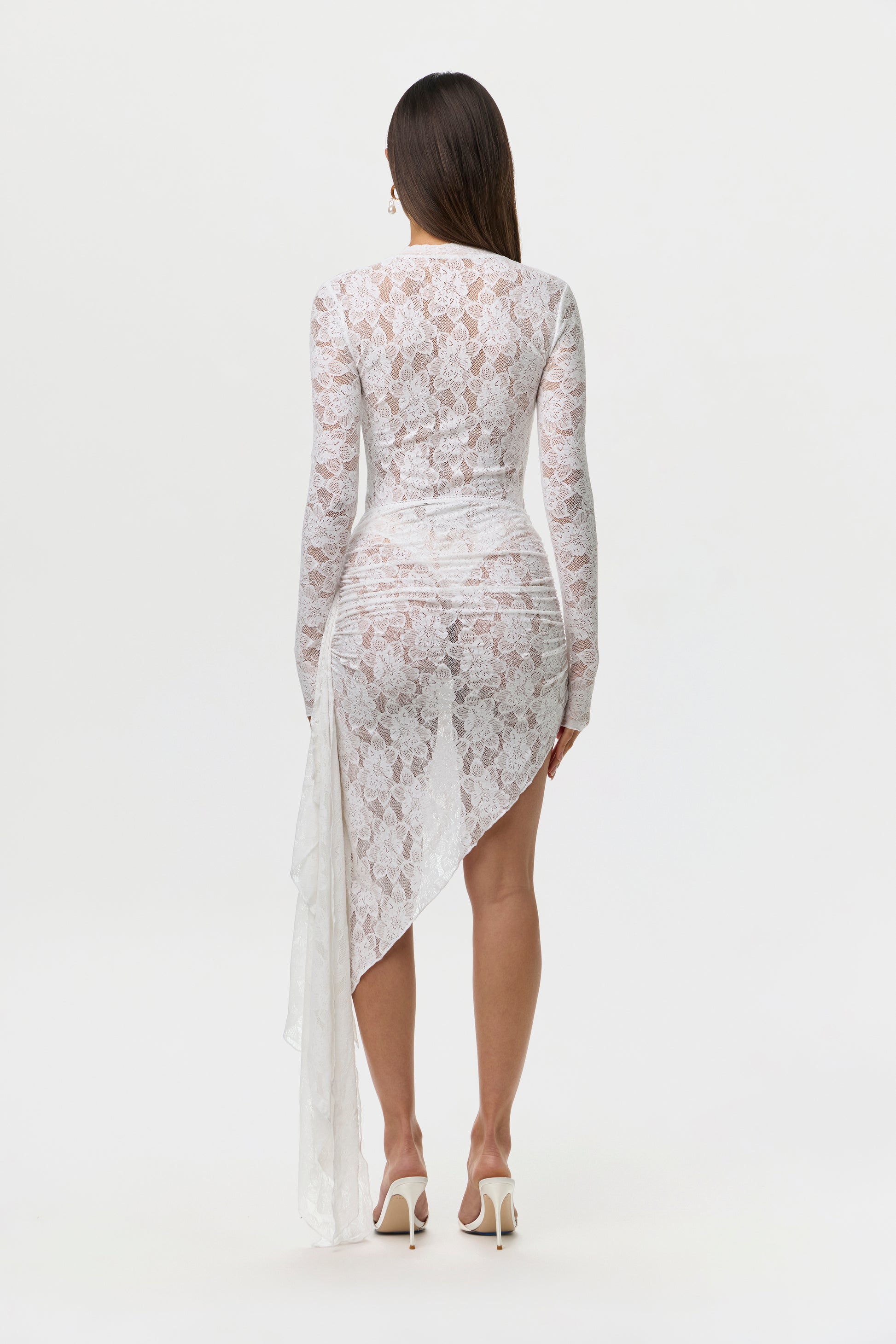 White Stretch Lace V-Neck Bodysuit