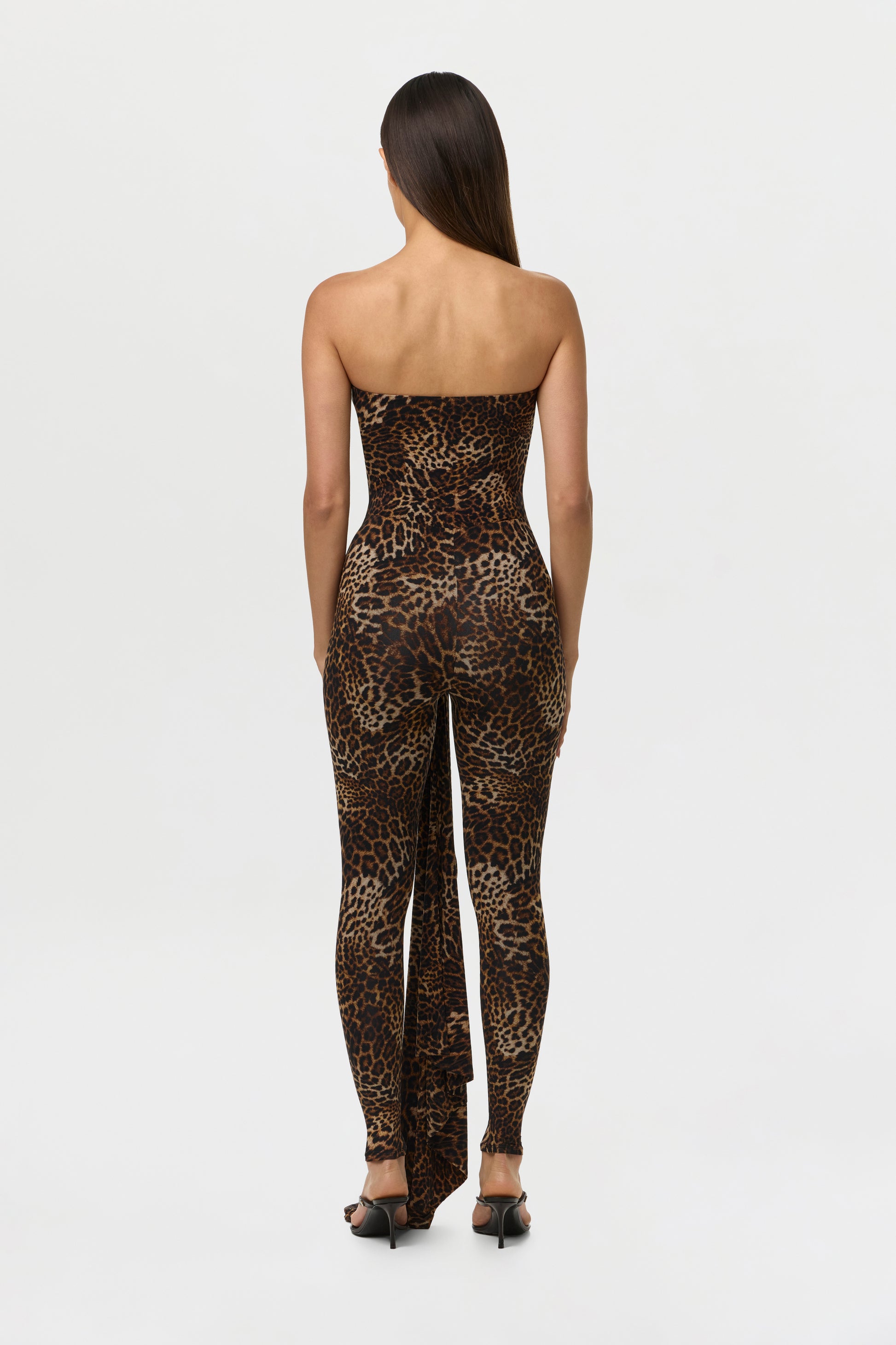 Spotted Leopard Naked Print Tube Bodysuit