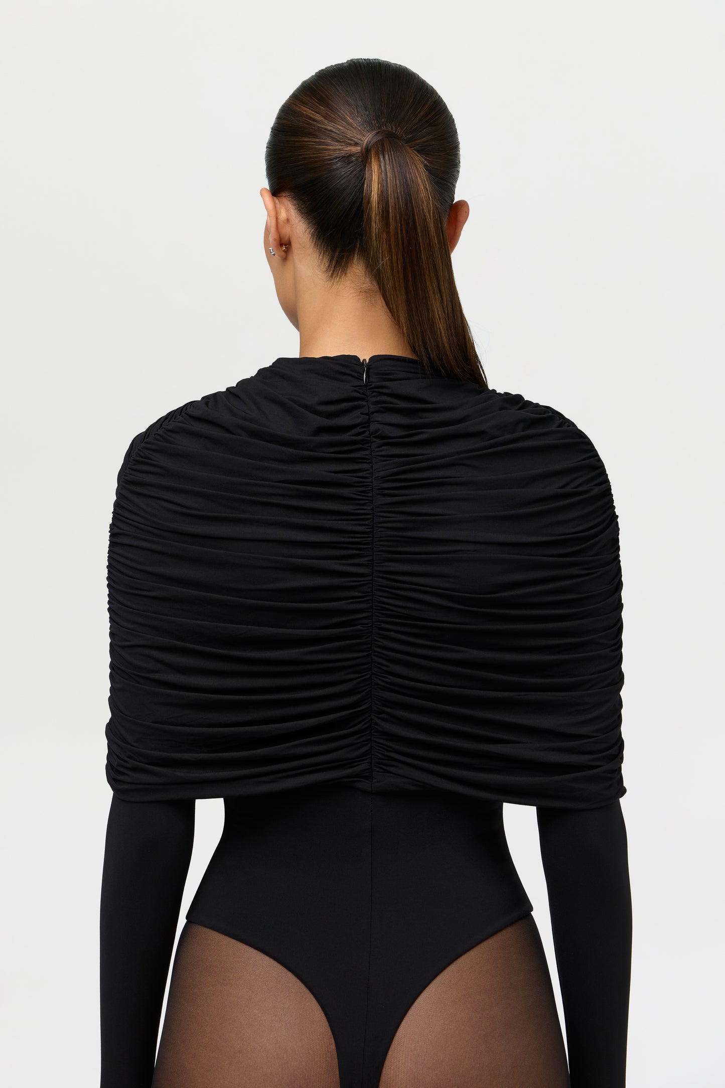 Naked Shirred Cape Bodysuit