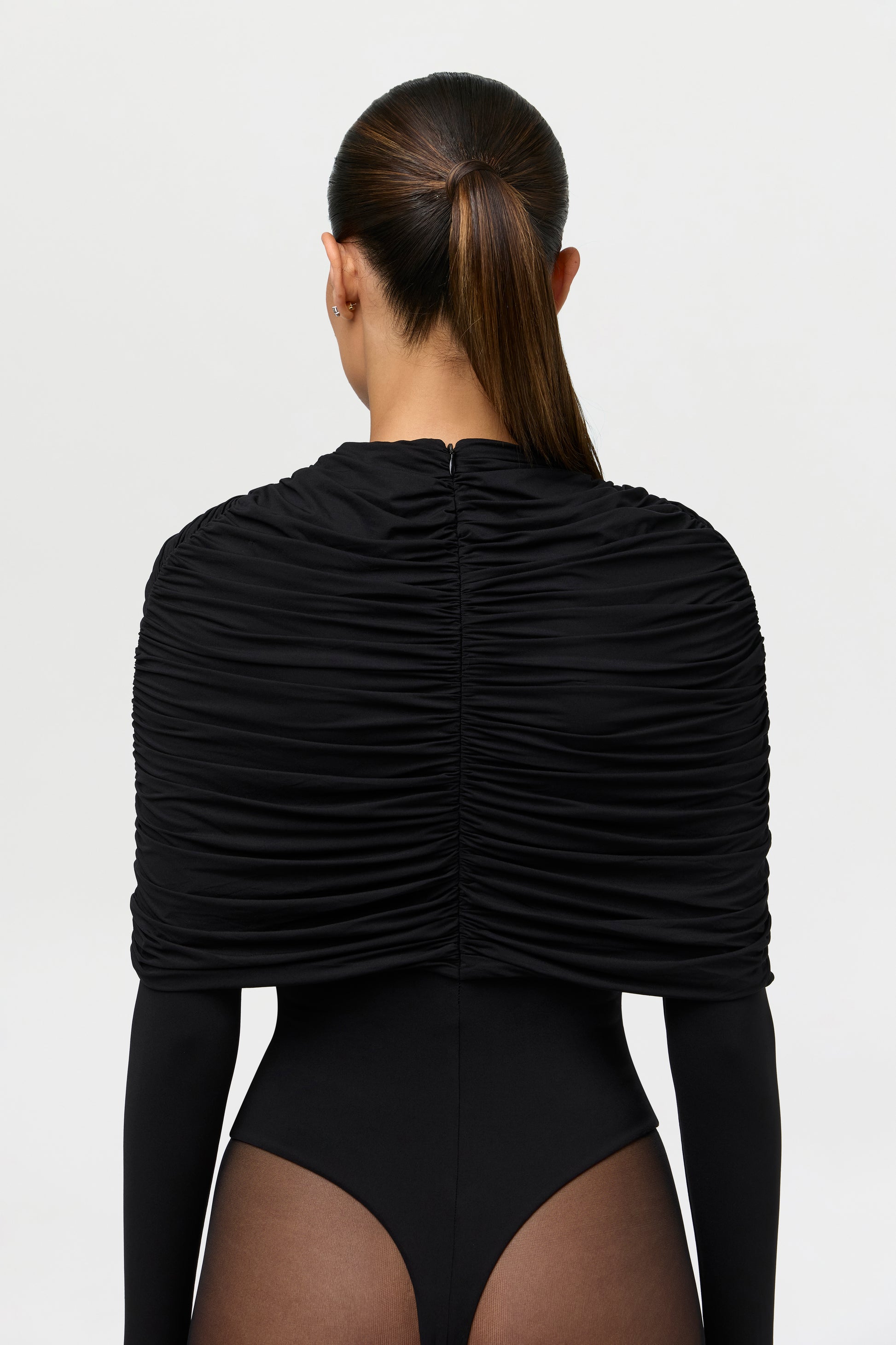 Naked Shirred Cape Bodysuit