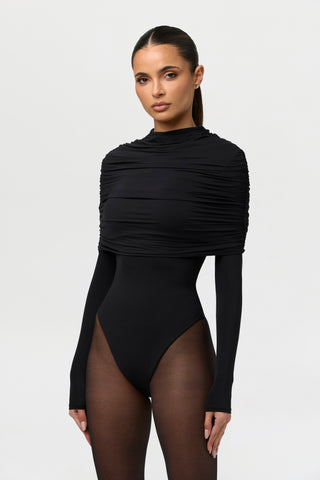 Naked Shirred Cape Bodysuit
