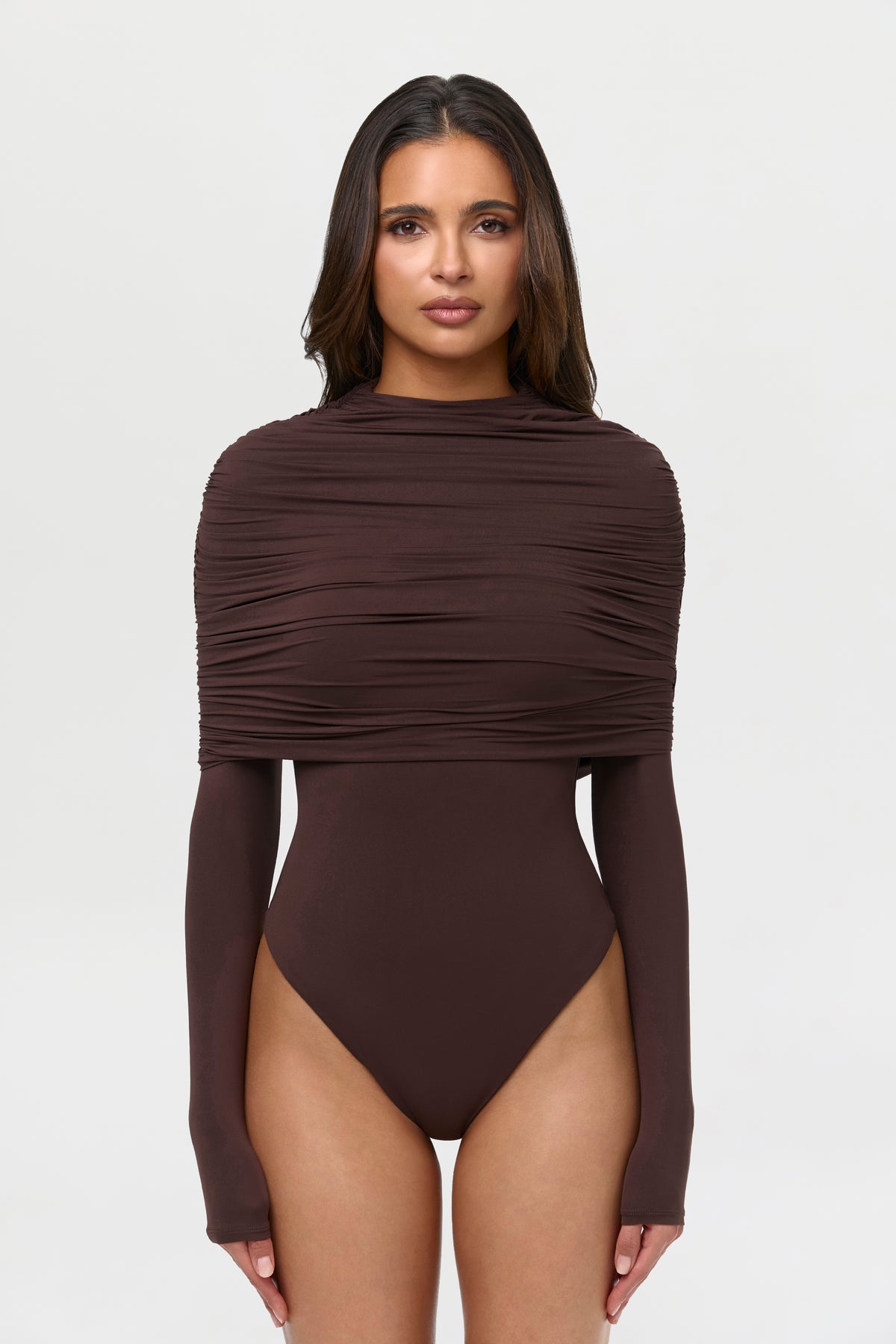 Naked Shirred Cape Bodysuit