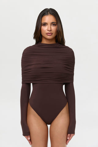 Naked Shirred Cape Bodysuit