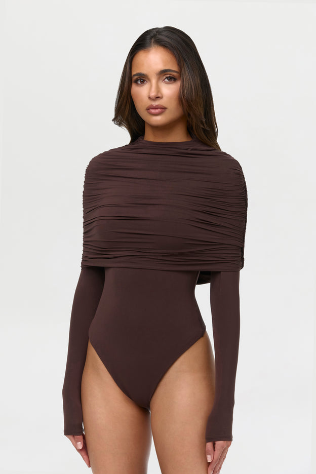 Naked Shirred Cape Bodysuit