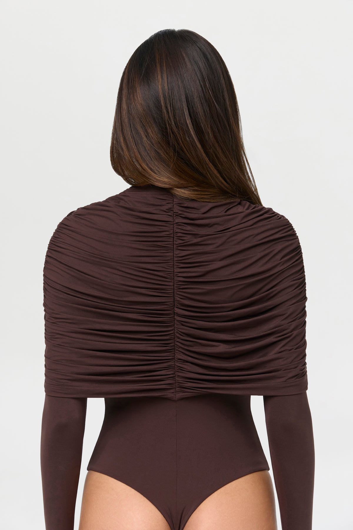 Naked Shirred Cape Bodysuit