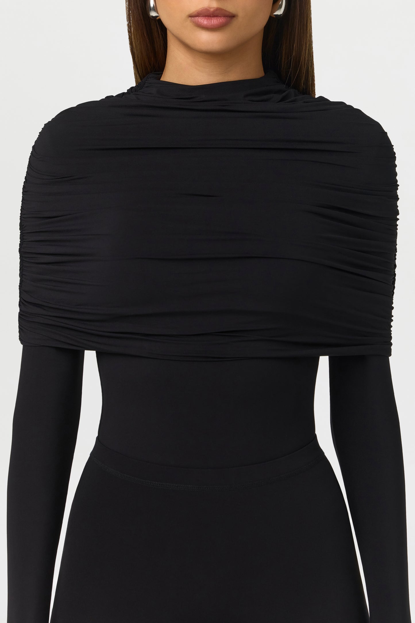 Naked Shirred Cape Bodysuit