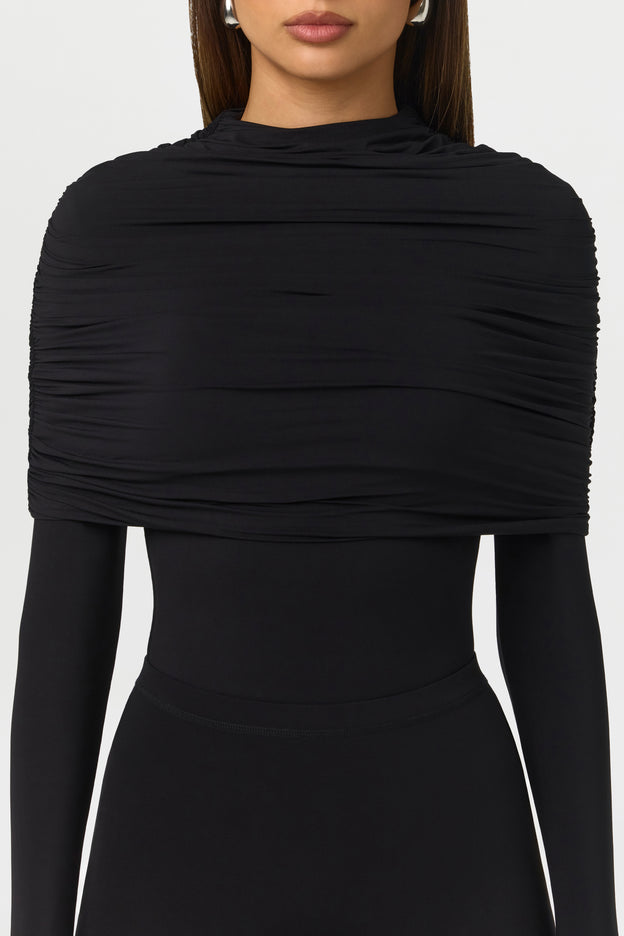 Naked Shirred Cape Bodysuit