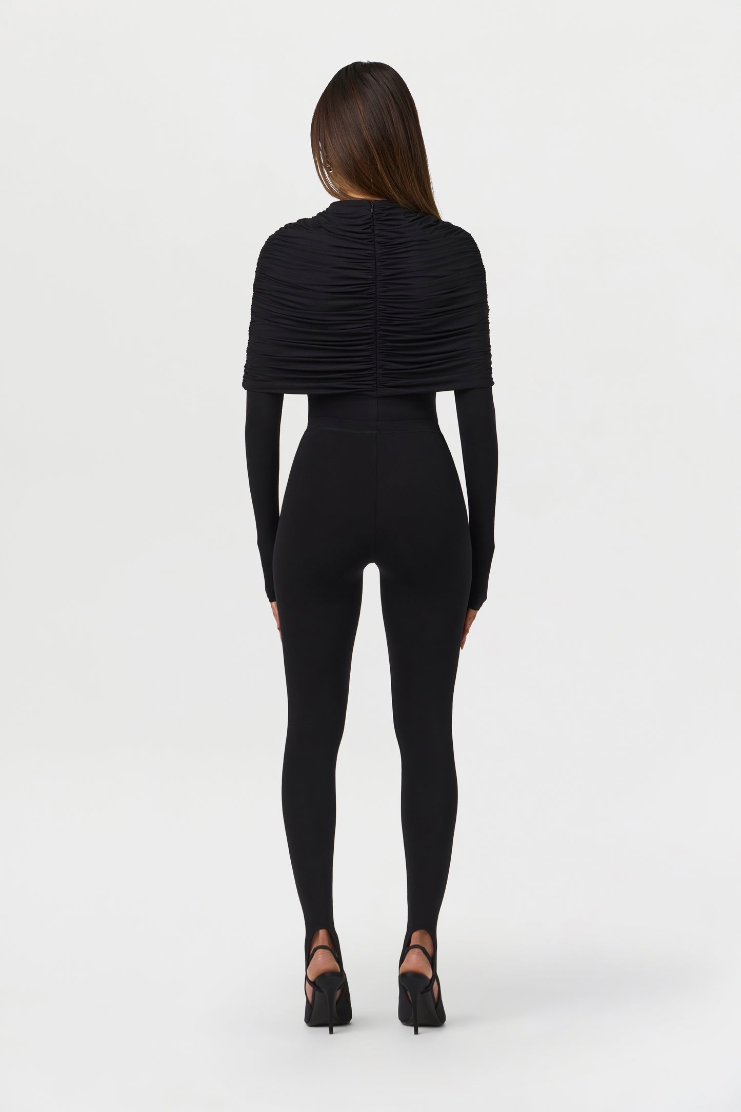 Naked Shirred Cape Bodysuit