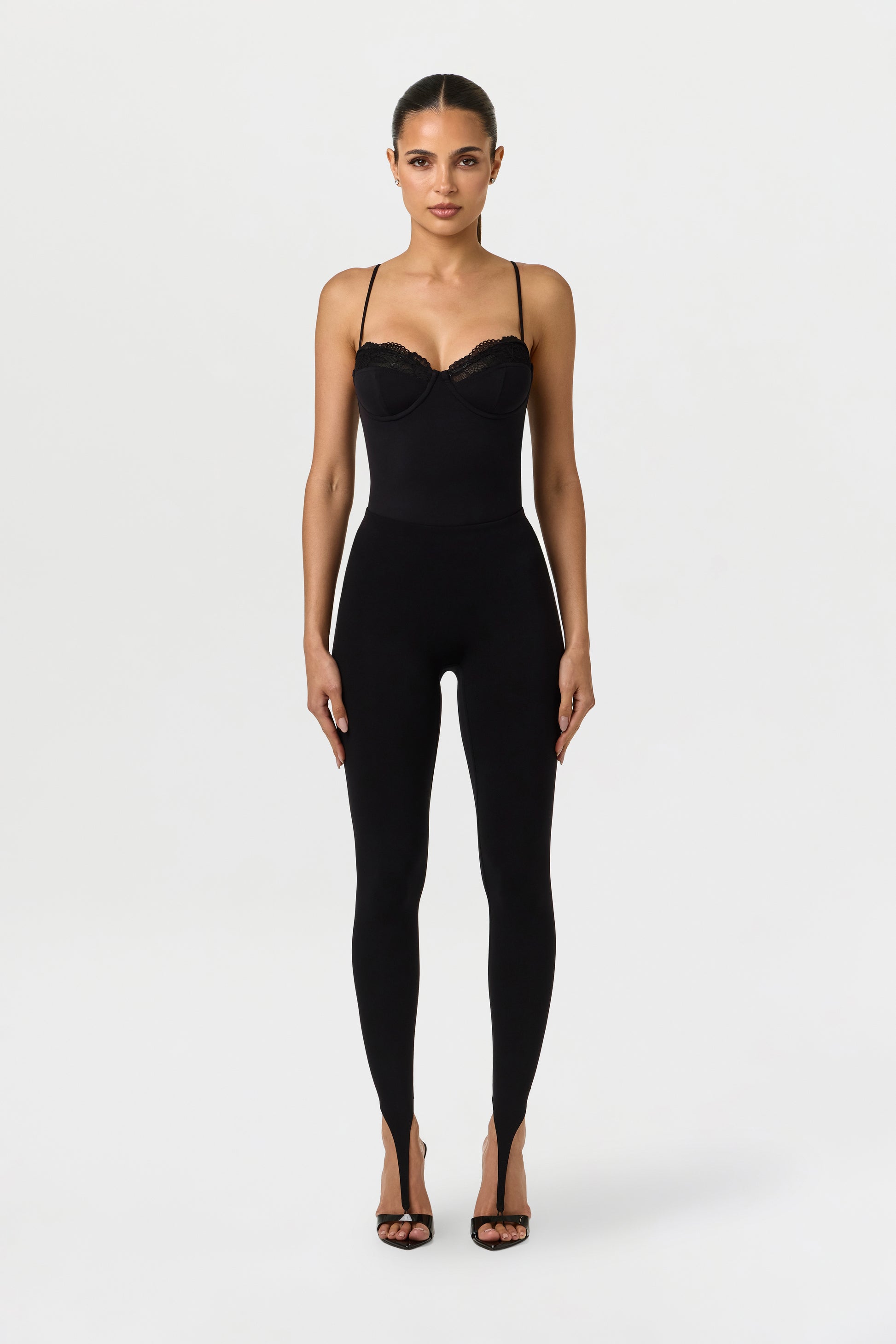 Black Naked Lace Balconette Bodysuit