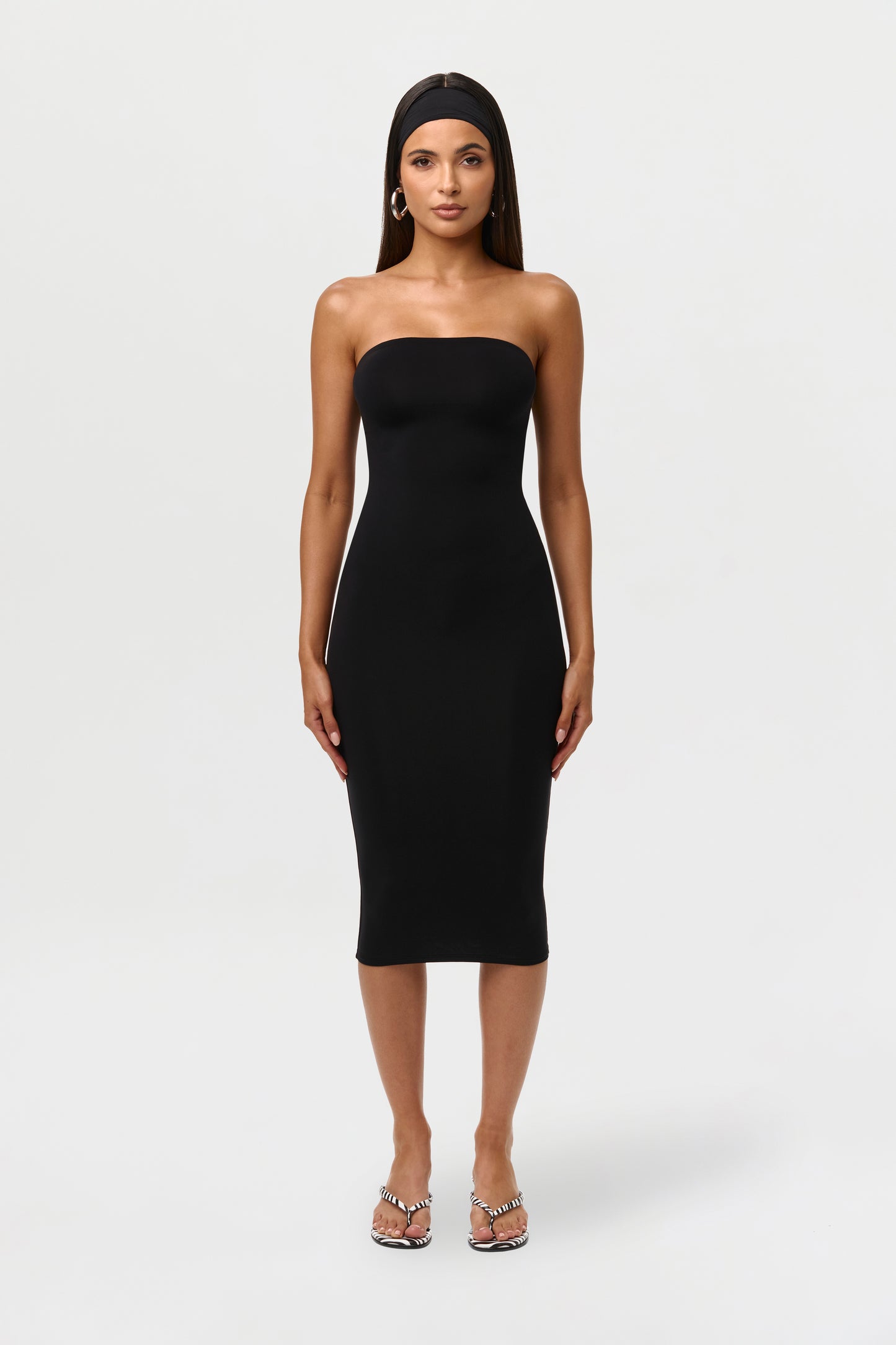 Black Naked Tube Midi Dress