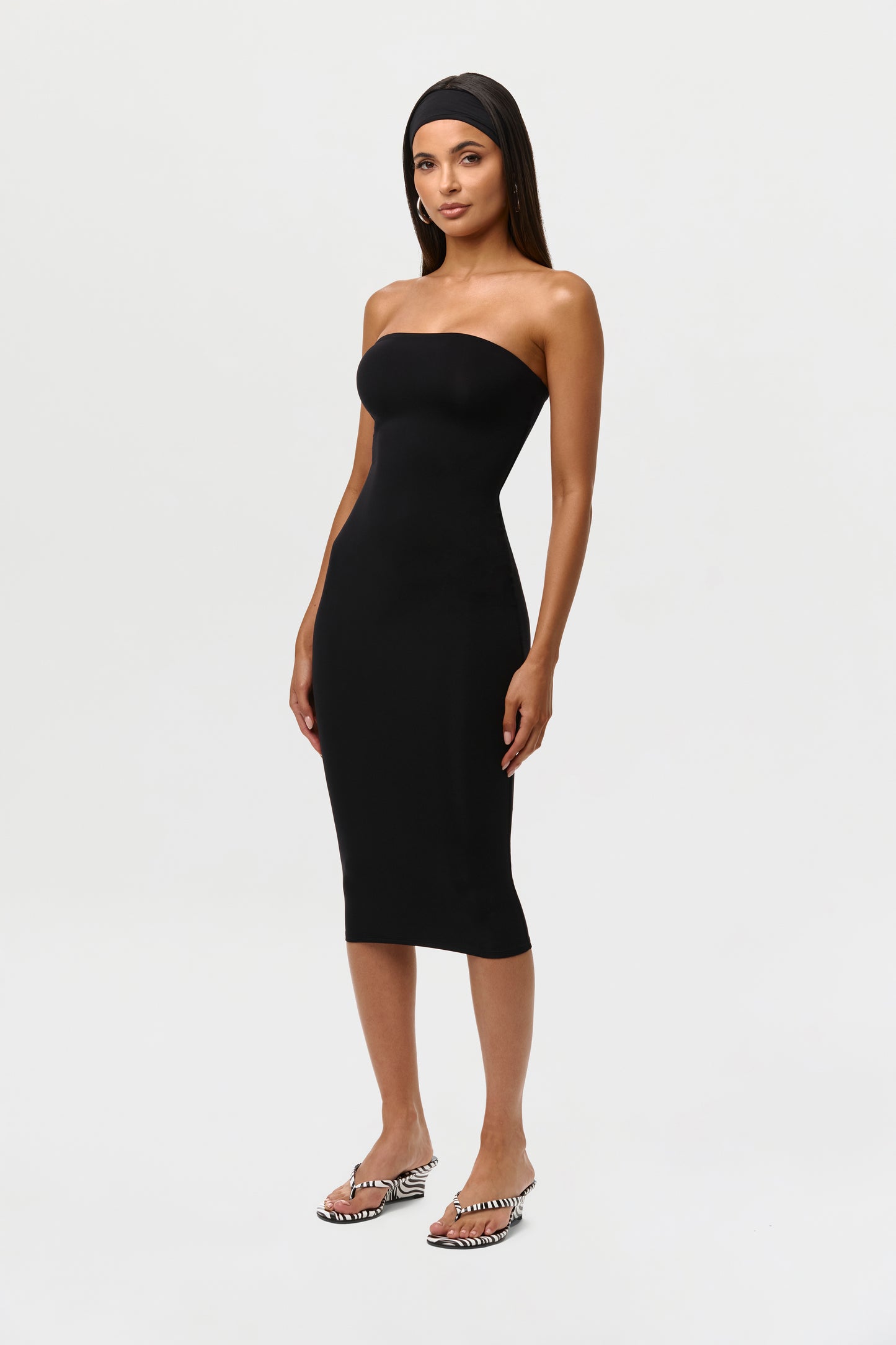 Black Naked Tube Midi Dress