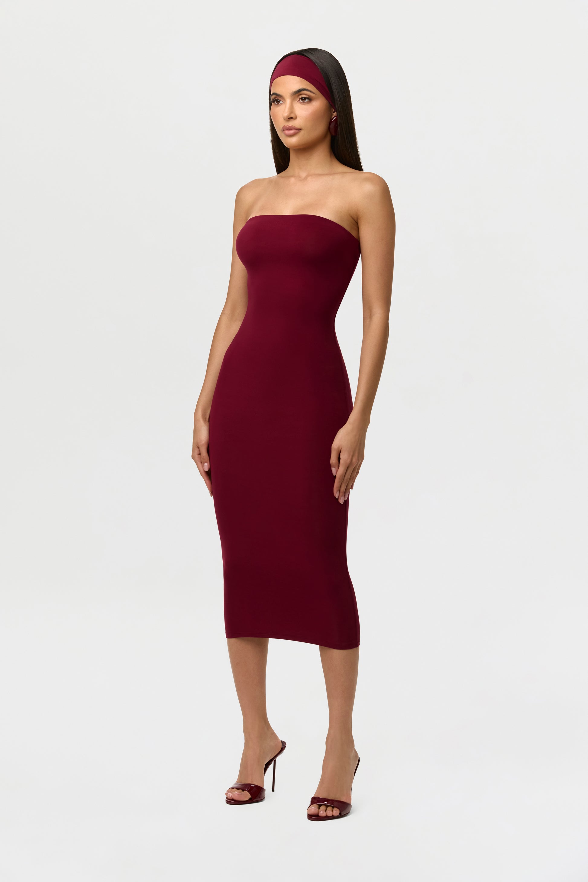 Women's Naked Tube Midi Dress by Naked Wardrobe, Sangria / XS Women's Naked Tube Midi Dress by Naked Wardrobe, Sangria / XS