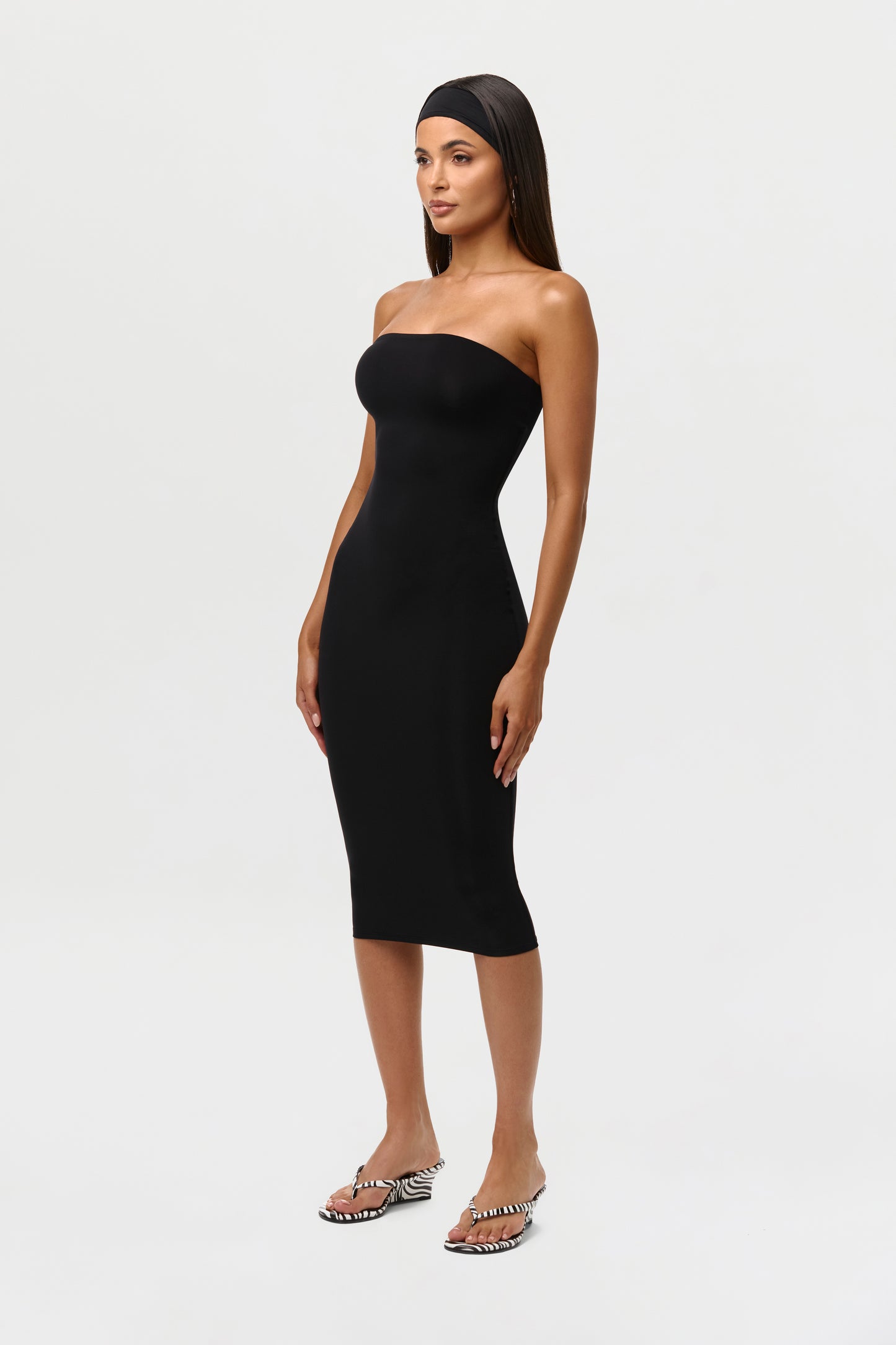Black Naked Tube Midi Dress