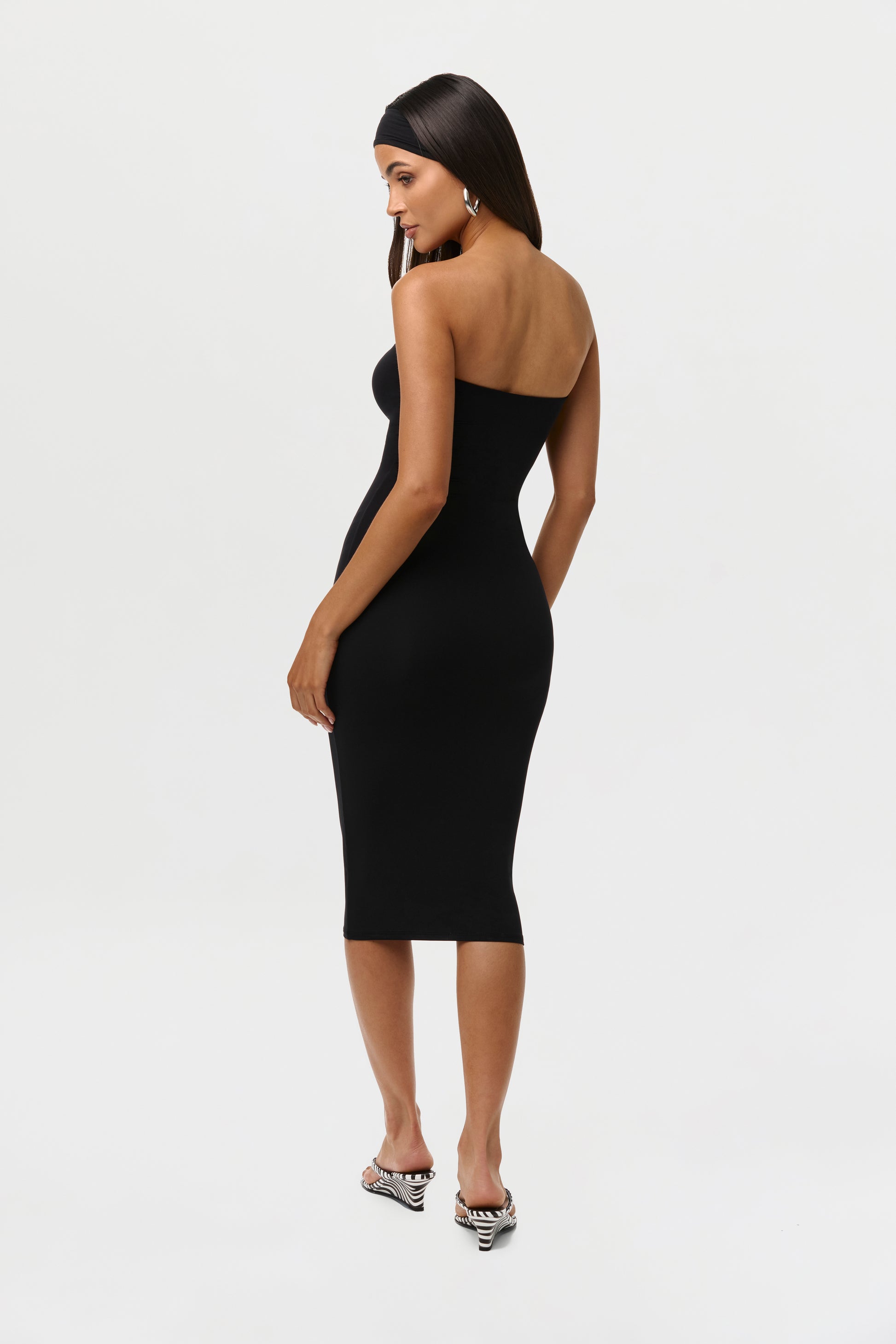 Black Naked Tube Midi Dress