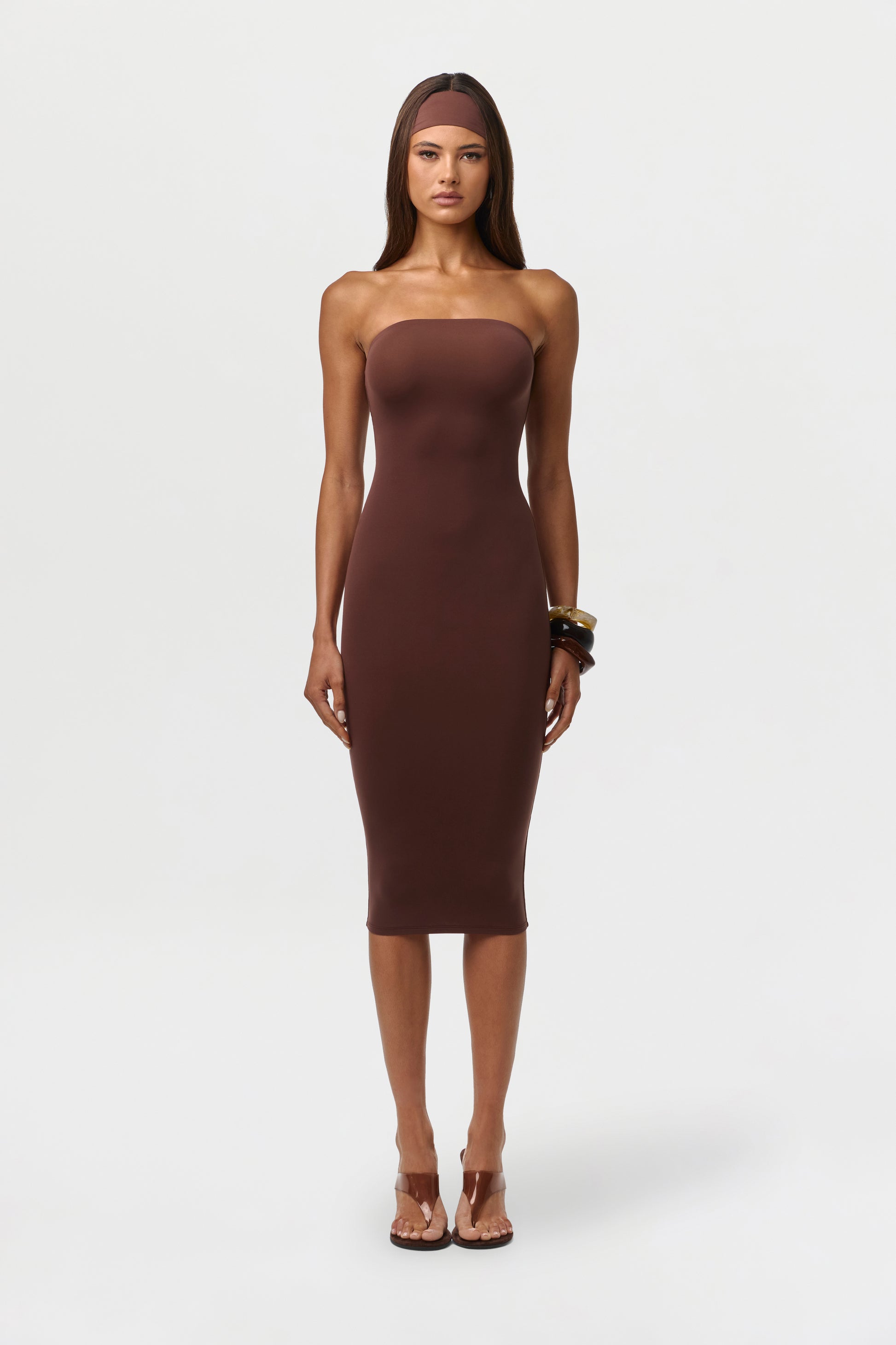 Chocolate Naked Tube Midi Dress