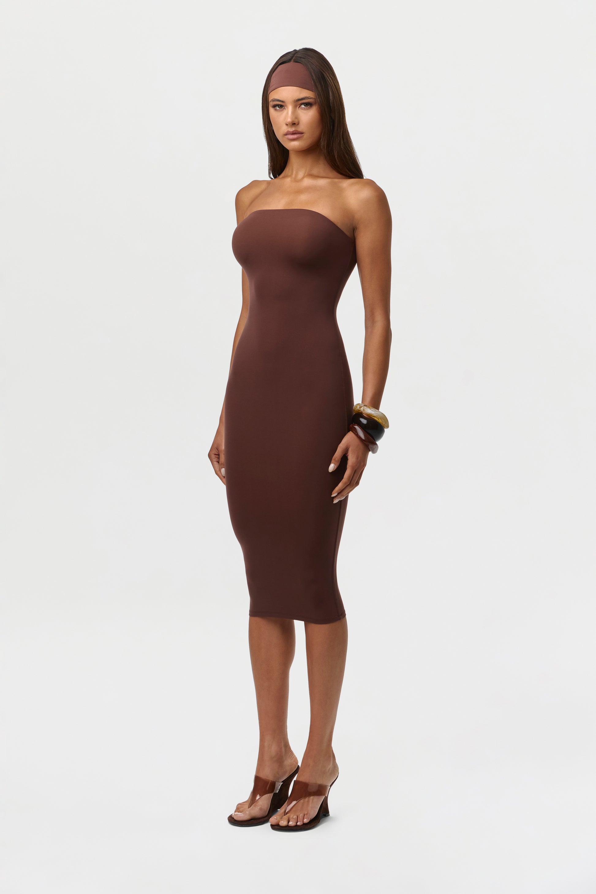 Chocolate Naked Tube Midi Dress