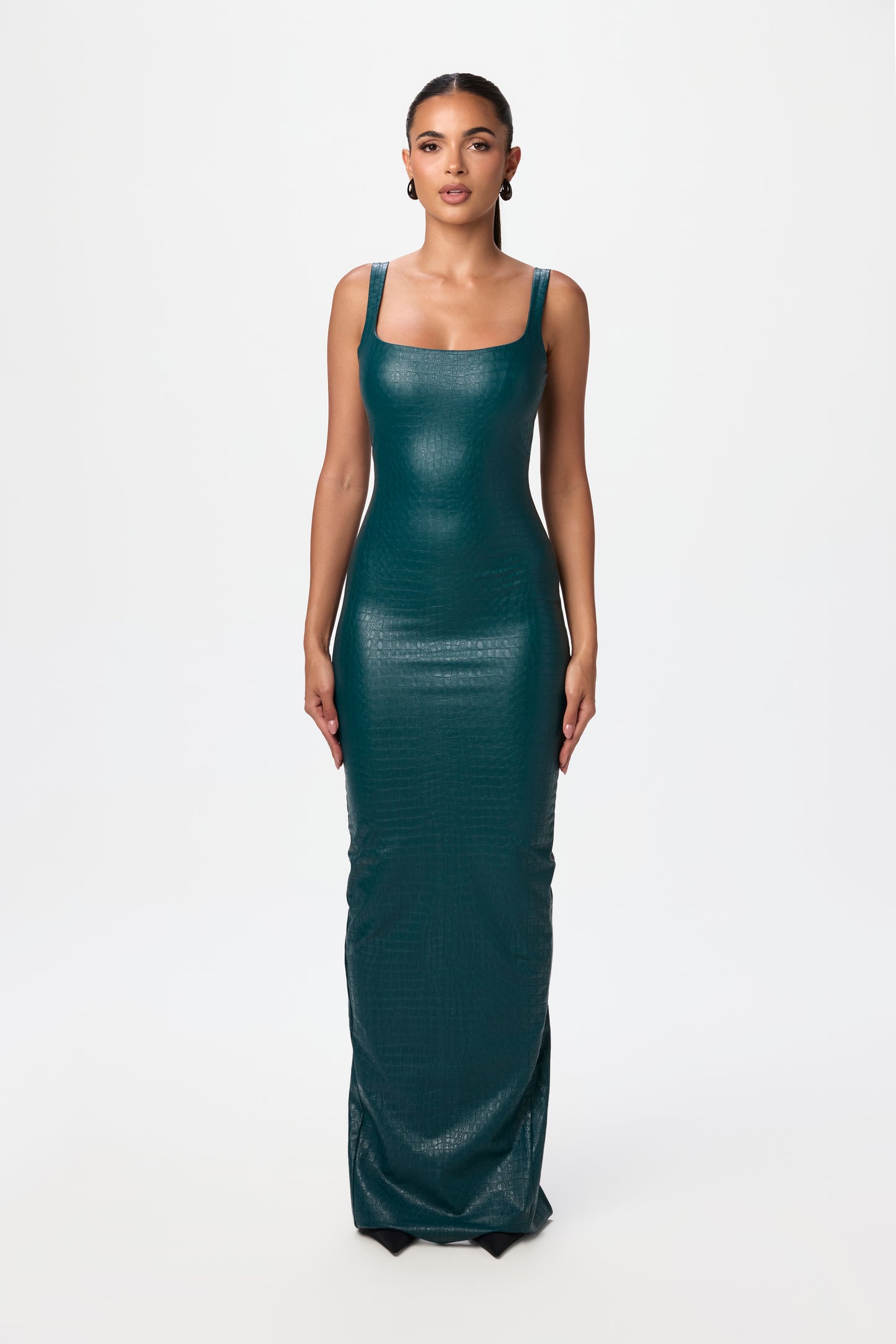 Vegan Leather Croc Tank Maxi Dress