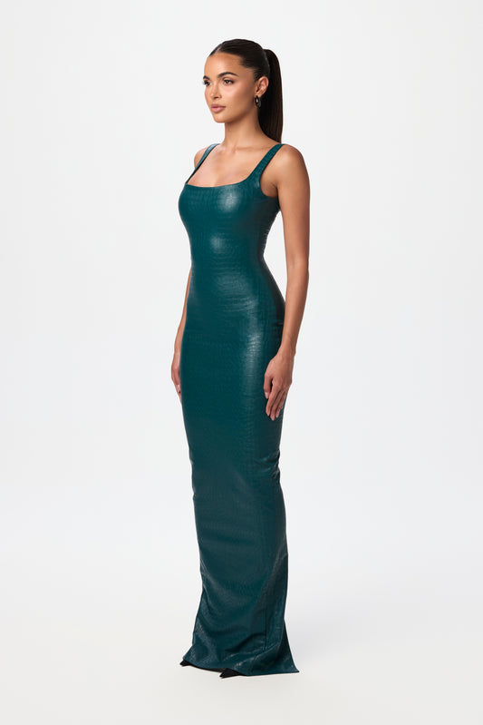 Vegan Leather Croc Tank Maxi Dress