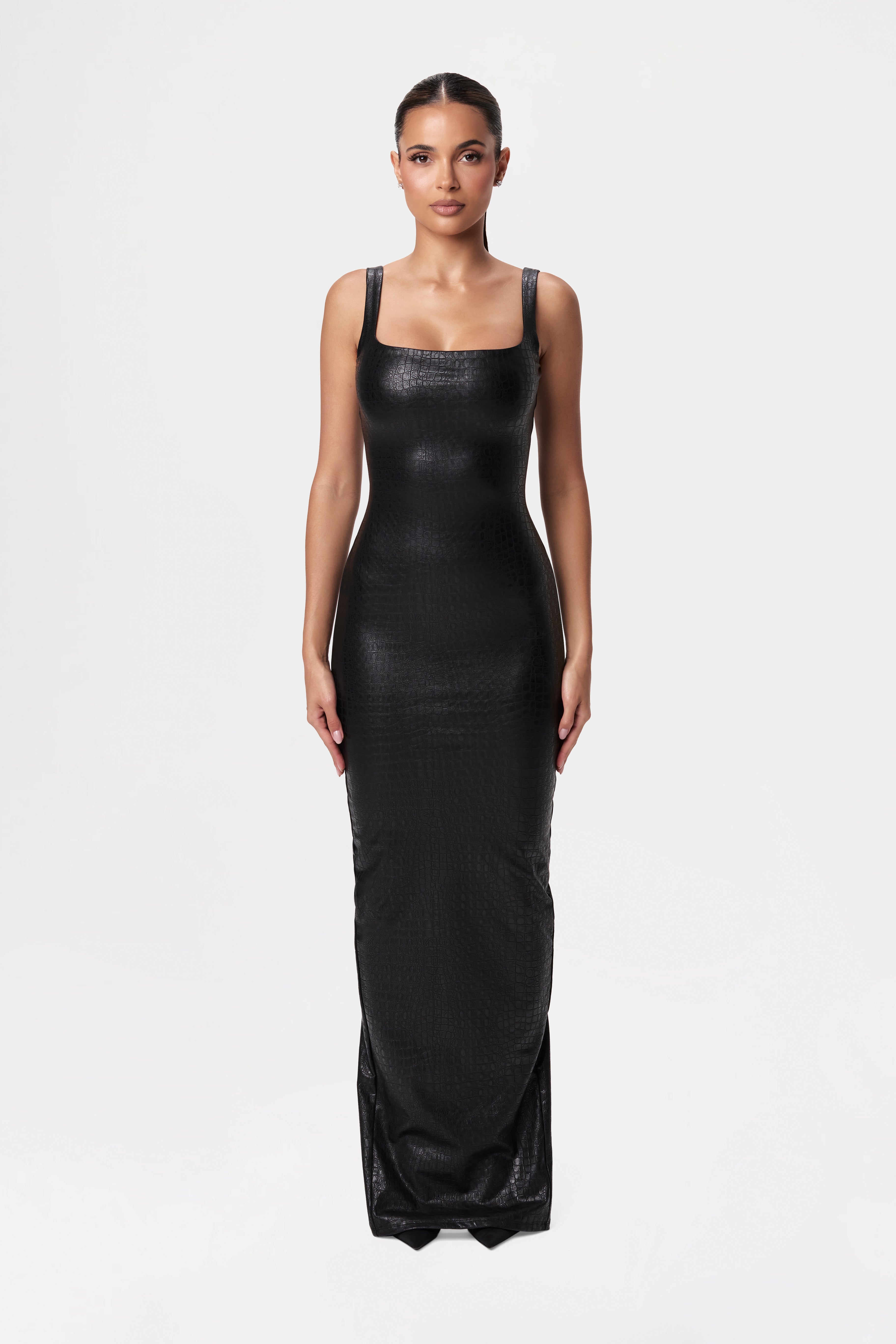 Vegan Leather Croc Tank Maxi Dress