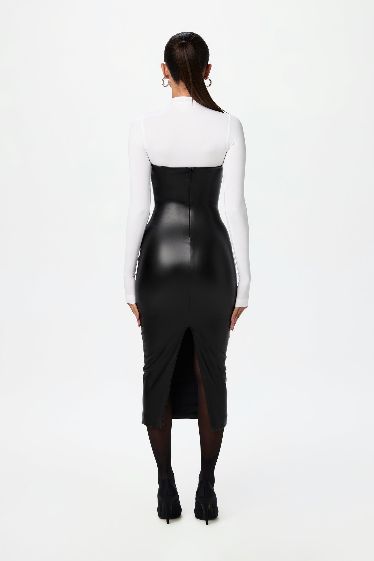 Vegan Leather Tube Midi Dress