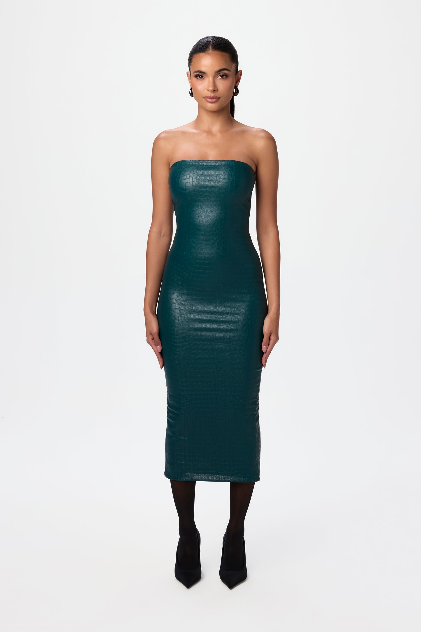 Vegan Leather Crocodile Tube Dress