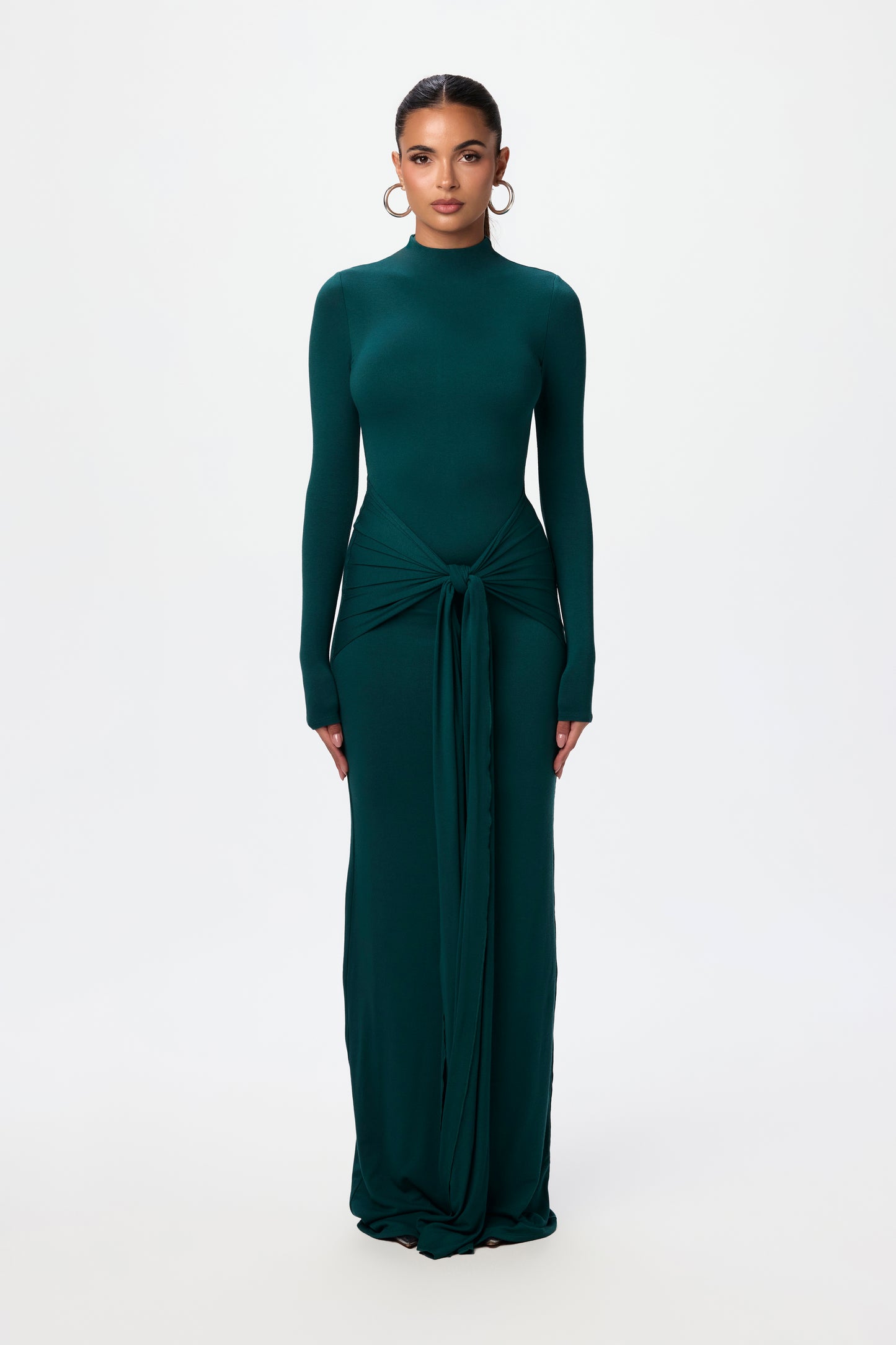 NW Turtleneck Draped Tie Dress