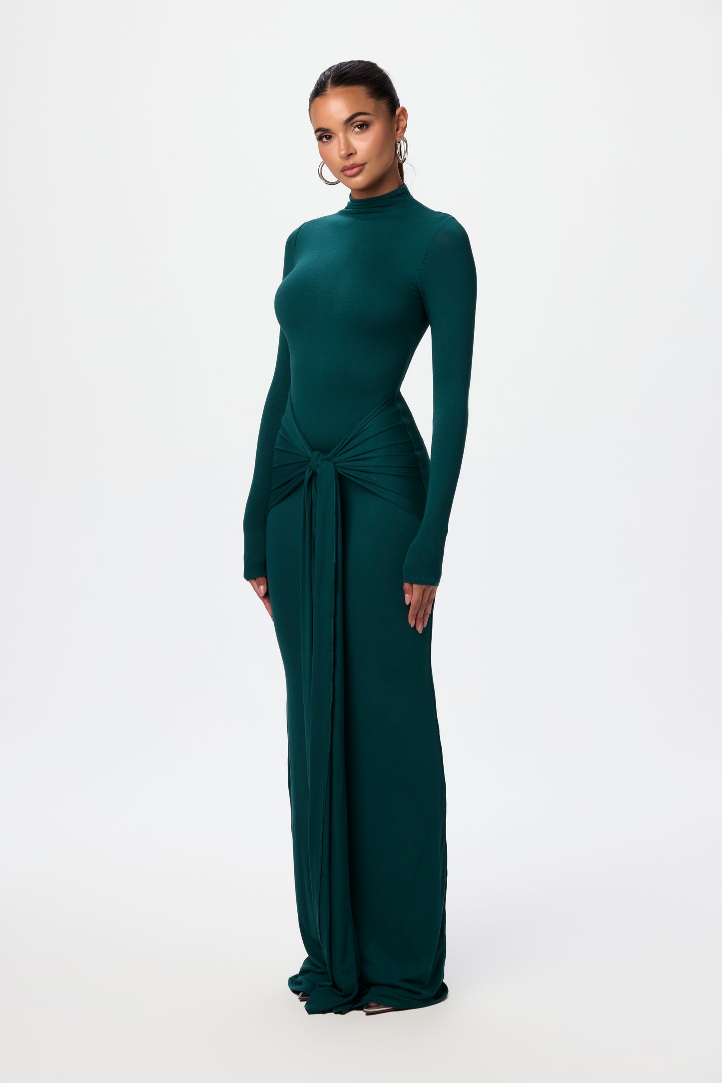 NW Turtleneck Draped Tie Dress