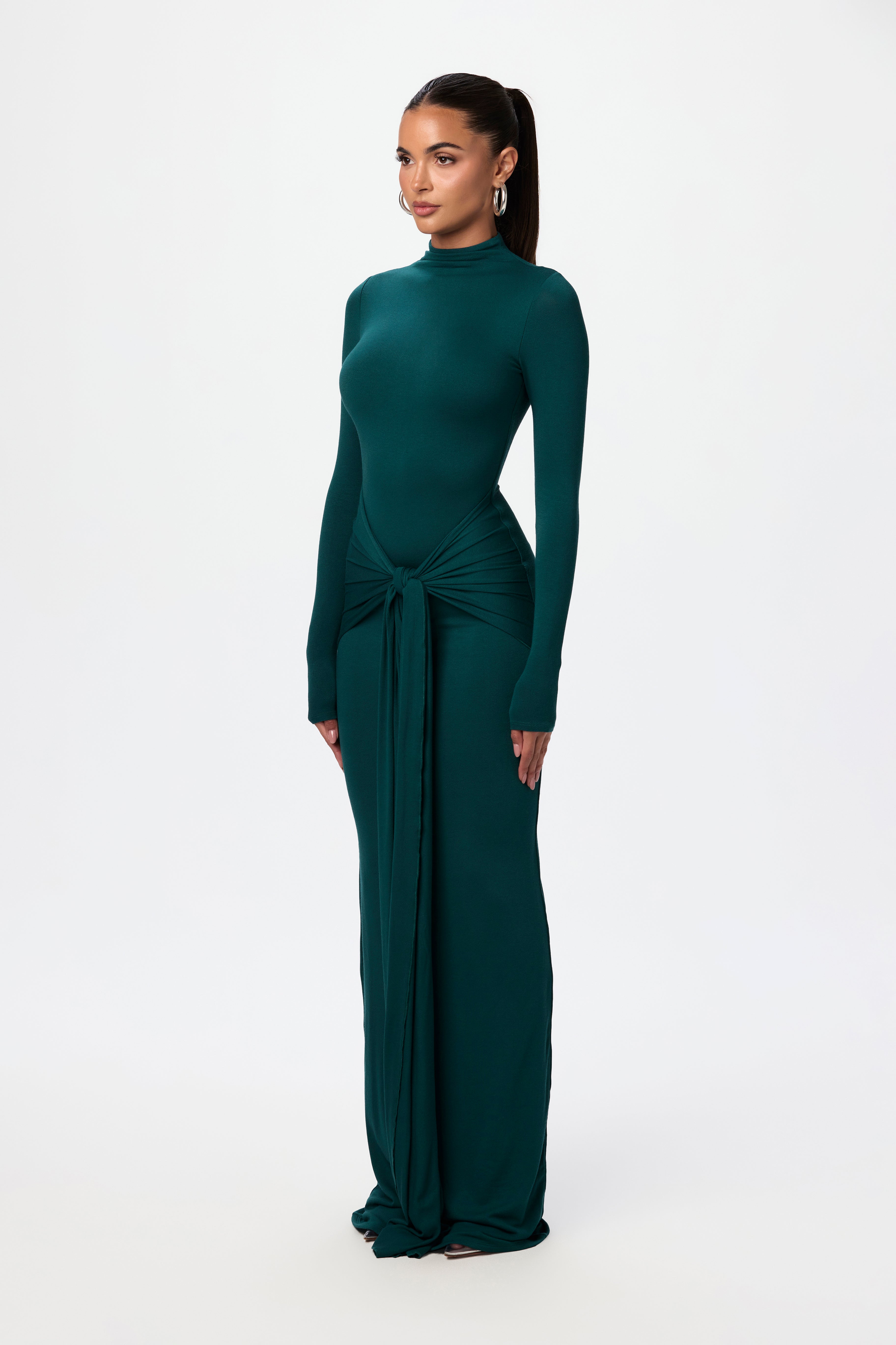 NW Turtleneck Draped Tie Dress