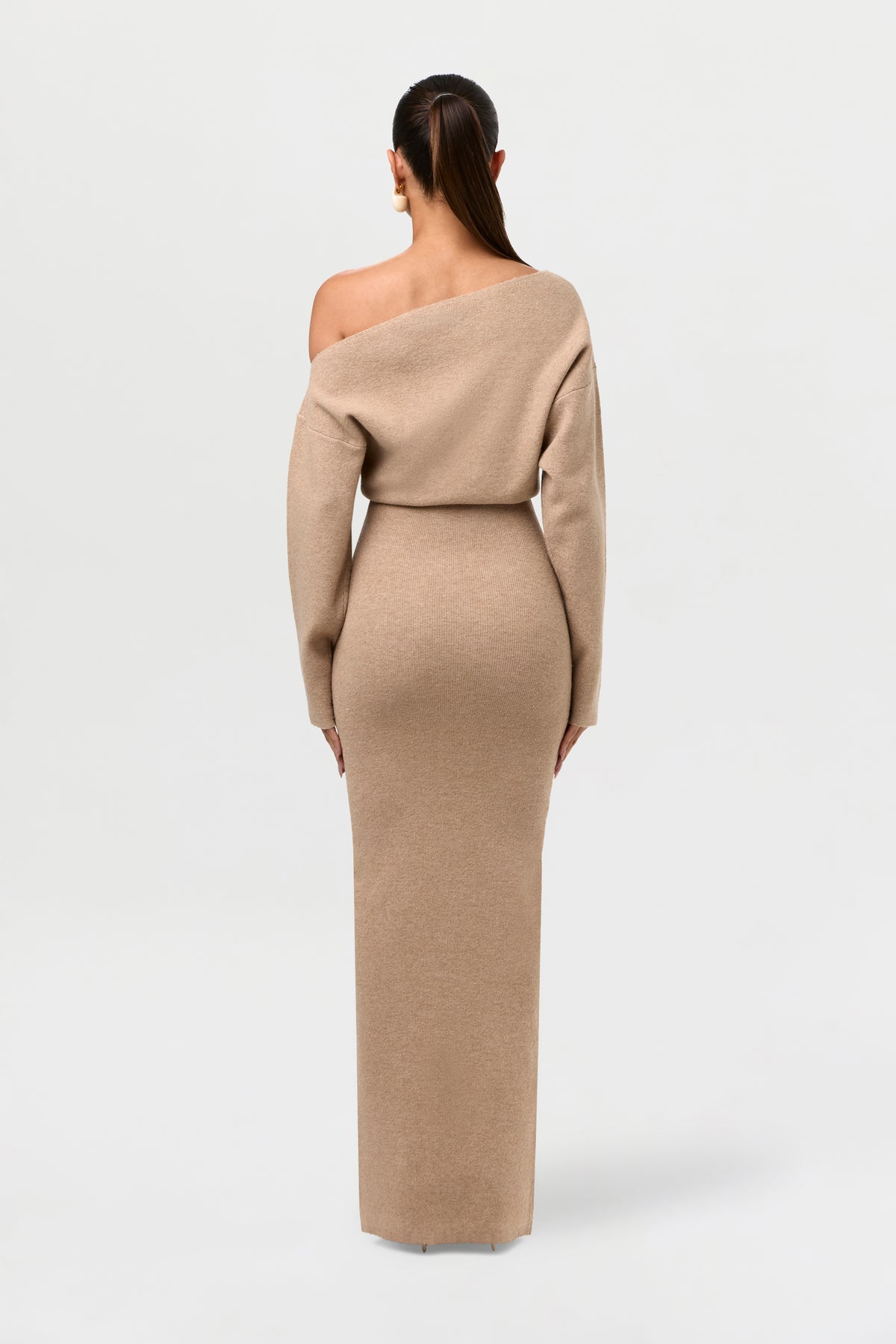 Knit Off-Shoulder Sweater Maxi Dress