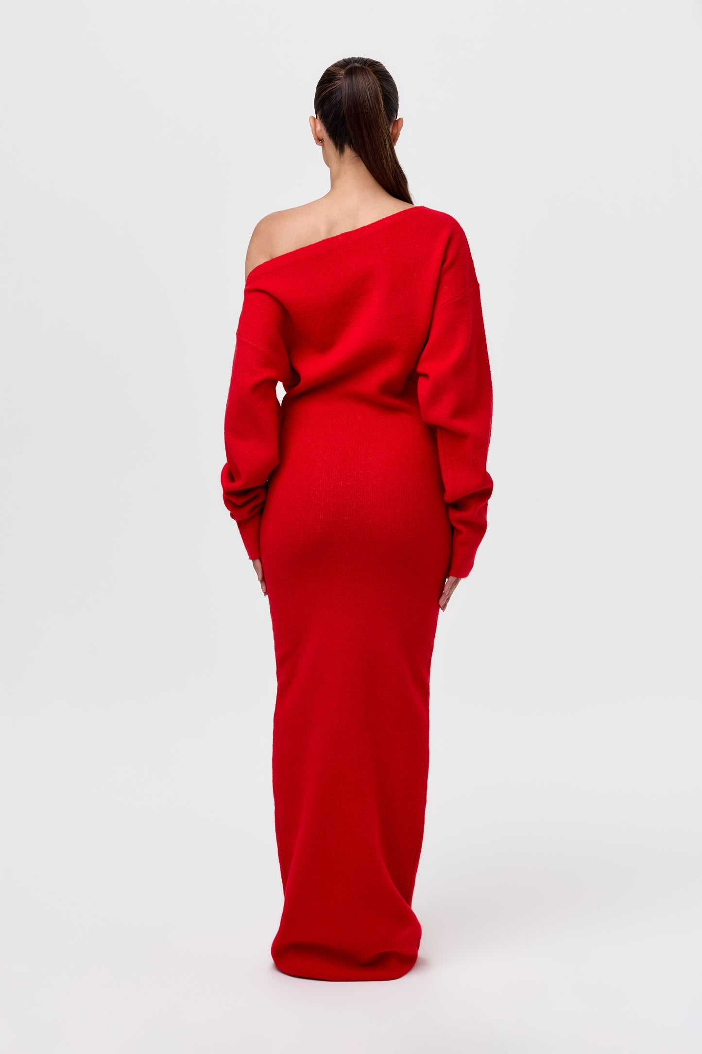 Knit Off-Shoulder Sweater Maxi Dress