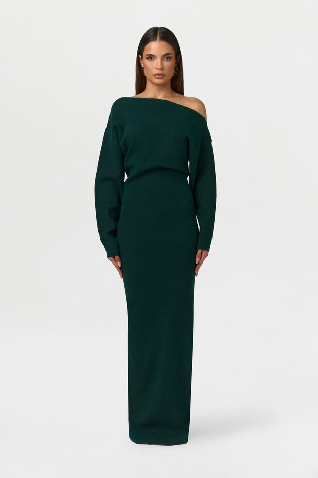 Knit Off-Shoulder Sweater Maxi Dress